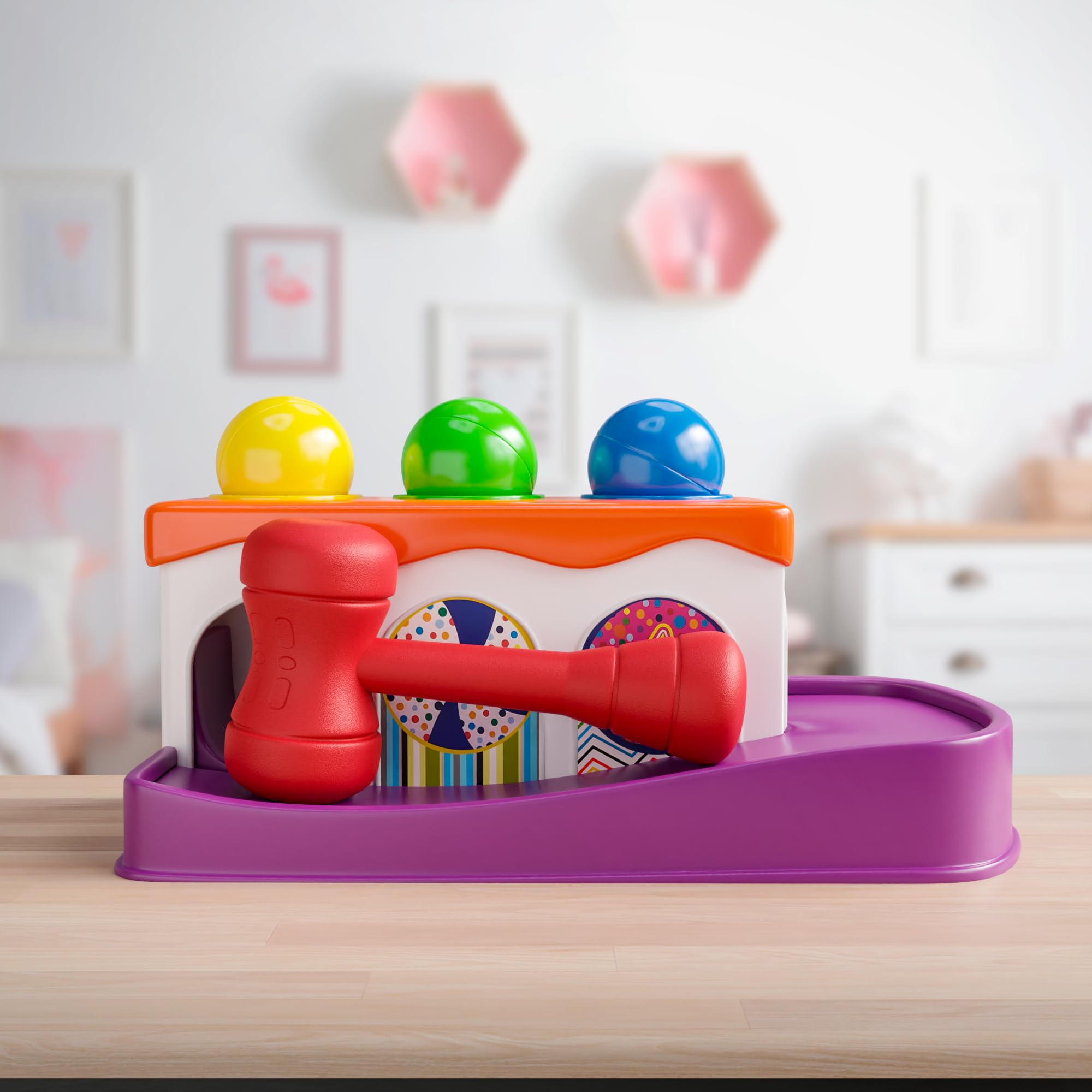 Lollipop Baby Hammer Toy Toddler Activity: Montessori Toys Spark Your Child's Curiosity with Our Ball and Hammer Toddler Toy. Encouraging Creativity and Coordination