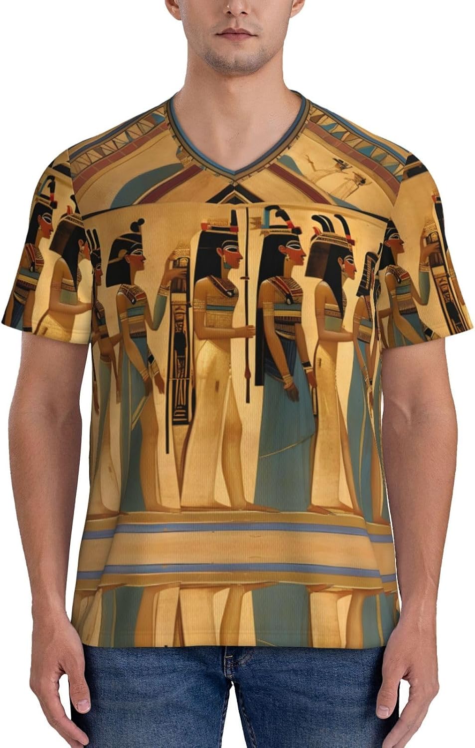 Women in Ancient Egypt Rugby Football Jersey for Men, Comfortable V-Neck Loose Fit Top for Team Sports Athletics