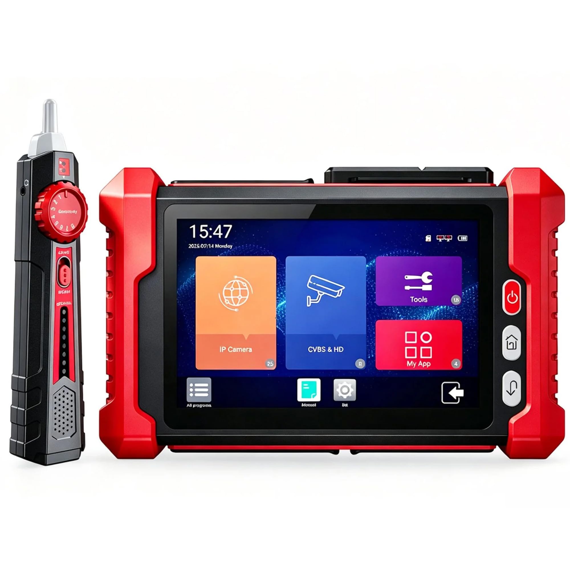 NOYAFA CCTV-Tester, 8 Zoll IPS Touchscreen, IP/CVBS/AHD/TVI/CVI Kamera Tester, 4K Video, PoE/12V/24V Ausgang, TDR Kabellängentest, Kabel-Tracker (optional), WiFi, RS485, NF-IPC728