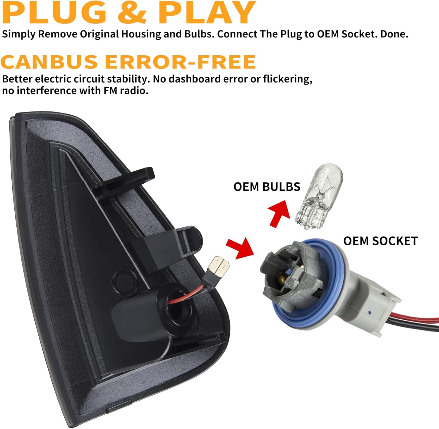 Gempro LED Front Corner Side Marker Lights for Dodge Charger 2006 2007 2008 2009 2010 Turn Signal Lamps, 2PCS (Smoked Black)