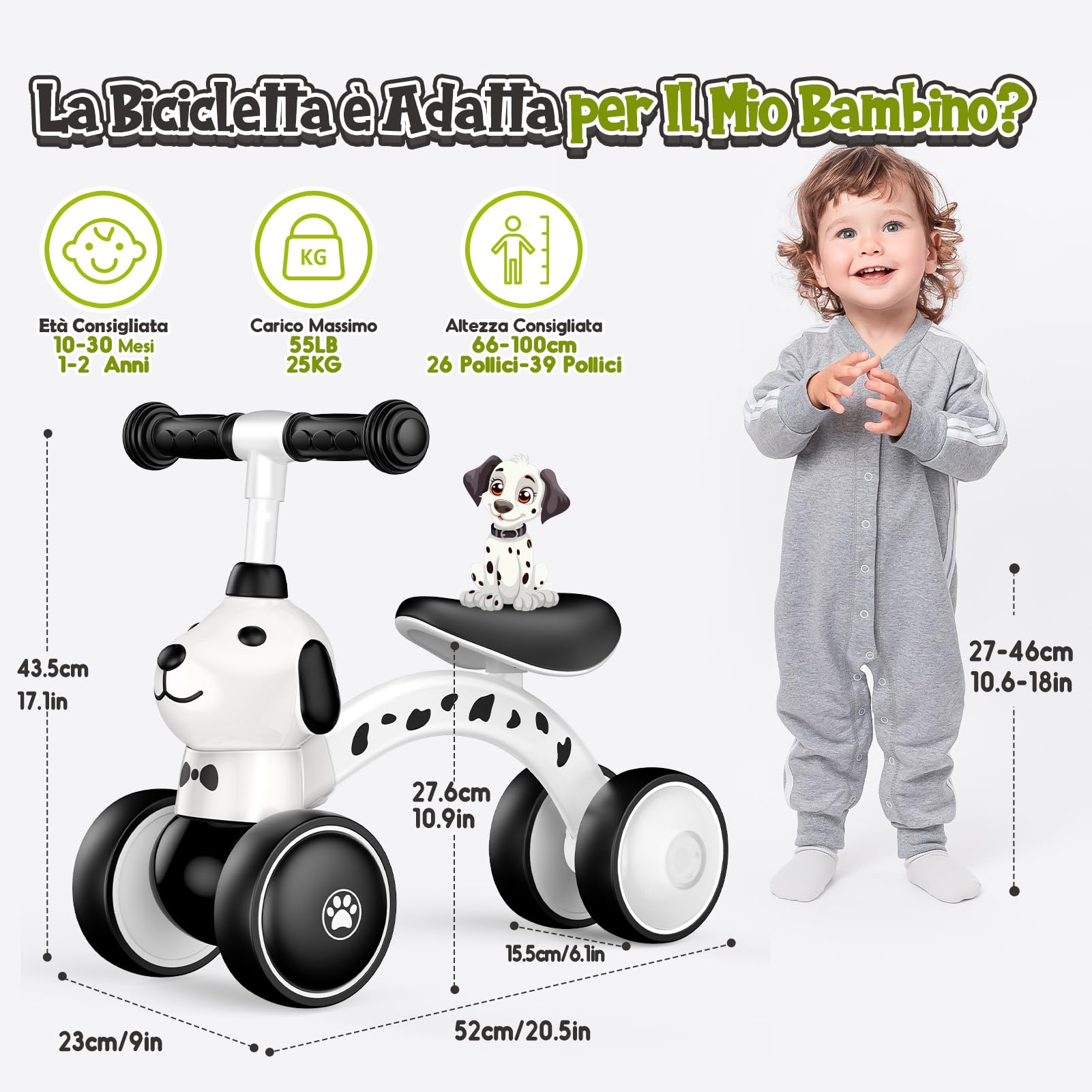 Dromlag Bicicletta Bambini 1 2 Anni, Giochi Giocattoli Bambino Bambina 1 Anno Regalo Bambino Bambina 1 Anno, Gioco Regali Regalo Gioco Bimbo Bimba 1 2 3 Anni Bici Senza Pedali Con Ruote Illuminazione