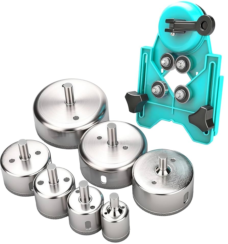 Hole Saw Set, 7Pcs Diamond Drill Bits with Hole Saw Guide