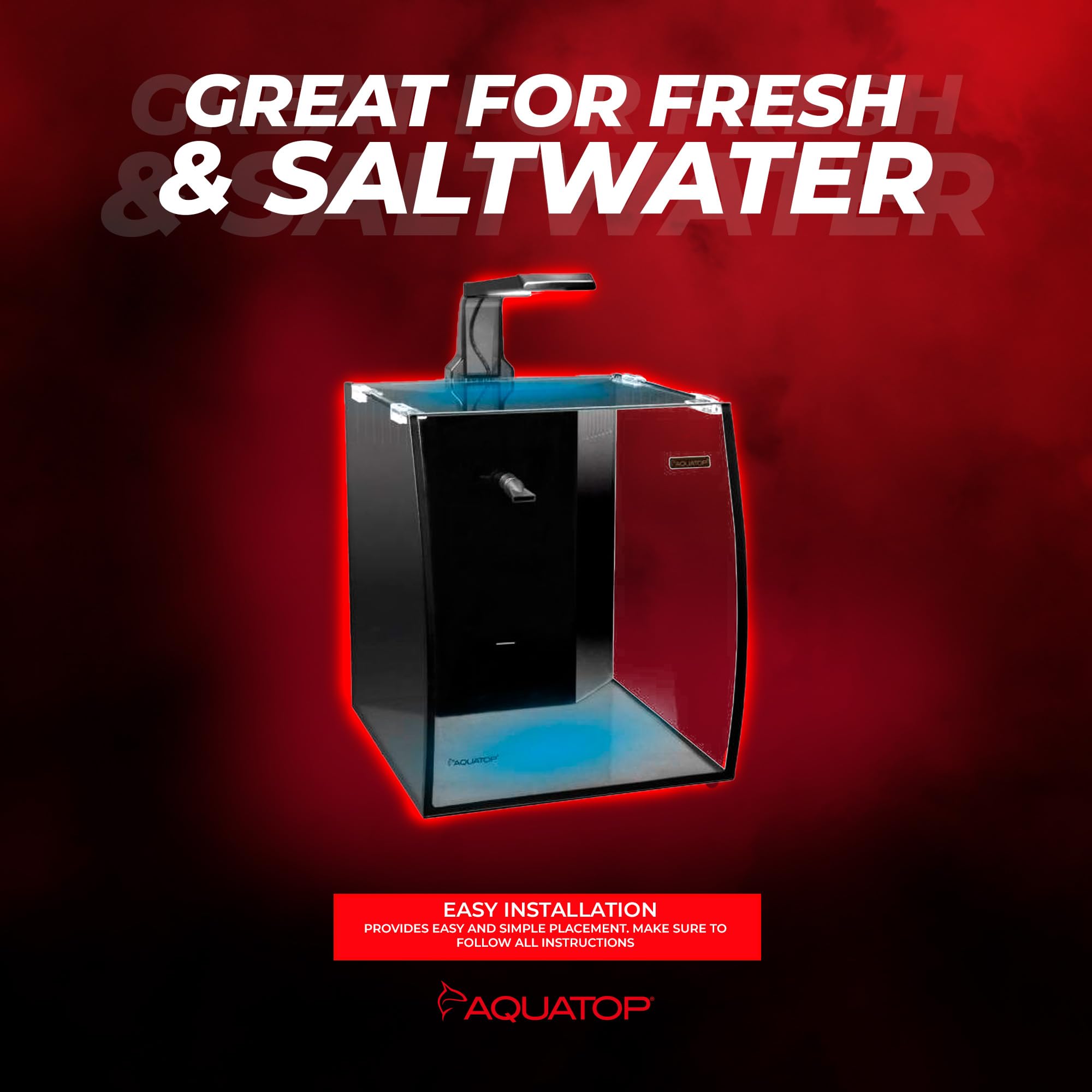 Aquatop Acuario de vidrio vertical con arco frontal, 5 galones, seguro para agua dulce y salada, tanque de peces de escritorio, tanque todo en uno con filtro, luz LED, vidrio de alta claridad y bajo