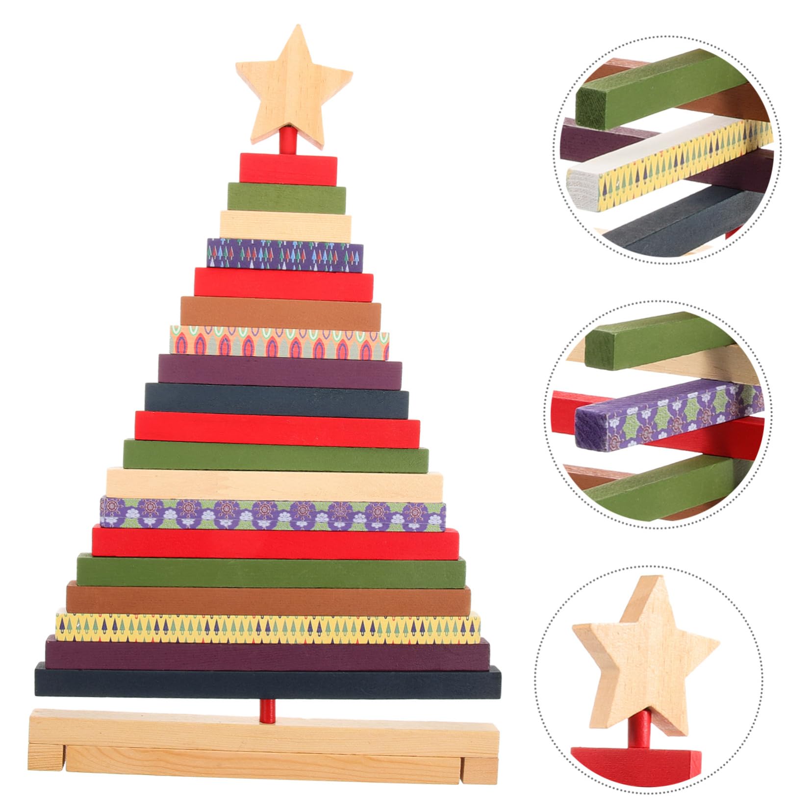Alipis Albero di Natale in Legno Rustico Decorazione Natalizia da Tavolo Ornamento per Festa di Natale Centrotavola per Casa