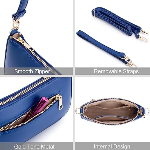 Miniatura 5 de NIUEIMEE ZHOU Bolso de hombro para mujer, de cuero vegano, retro, clásico, con cierre de cremallera