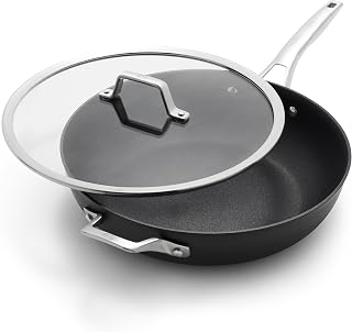 Juego de utensilios de cocina antiadherentes Premier que ahorra espacio, 13 pulgadas, apilables, de aluminio anodizado duro
