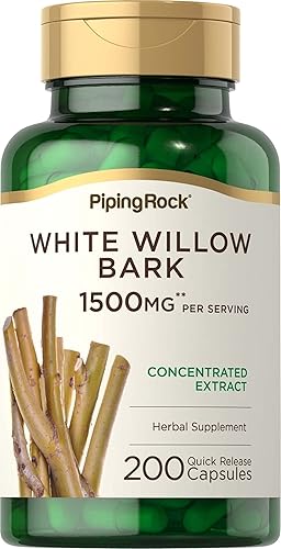 Miniatura 1 de Piping Rock Cápsulas de corteza de sauce blanco de 1500 mg  200 unidades  Extracto concentrado  Suplemento de hierbas  Sin gluten, sin OMG