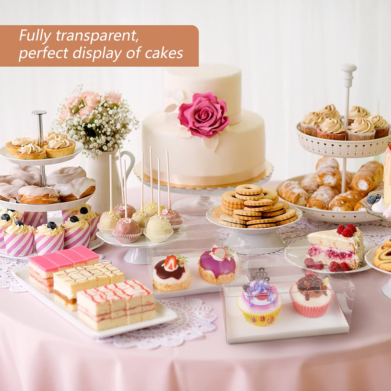 30-Pack Clear Gable Gift Boxes With Handles - 7x4x4 Inch Food Safe PET Favor Boxes For Parties