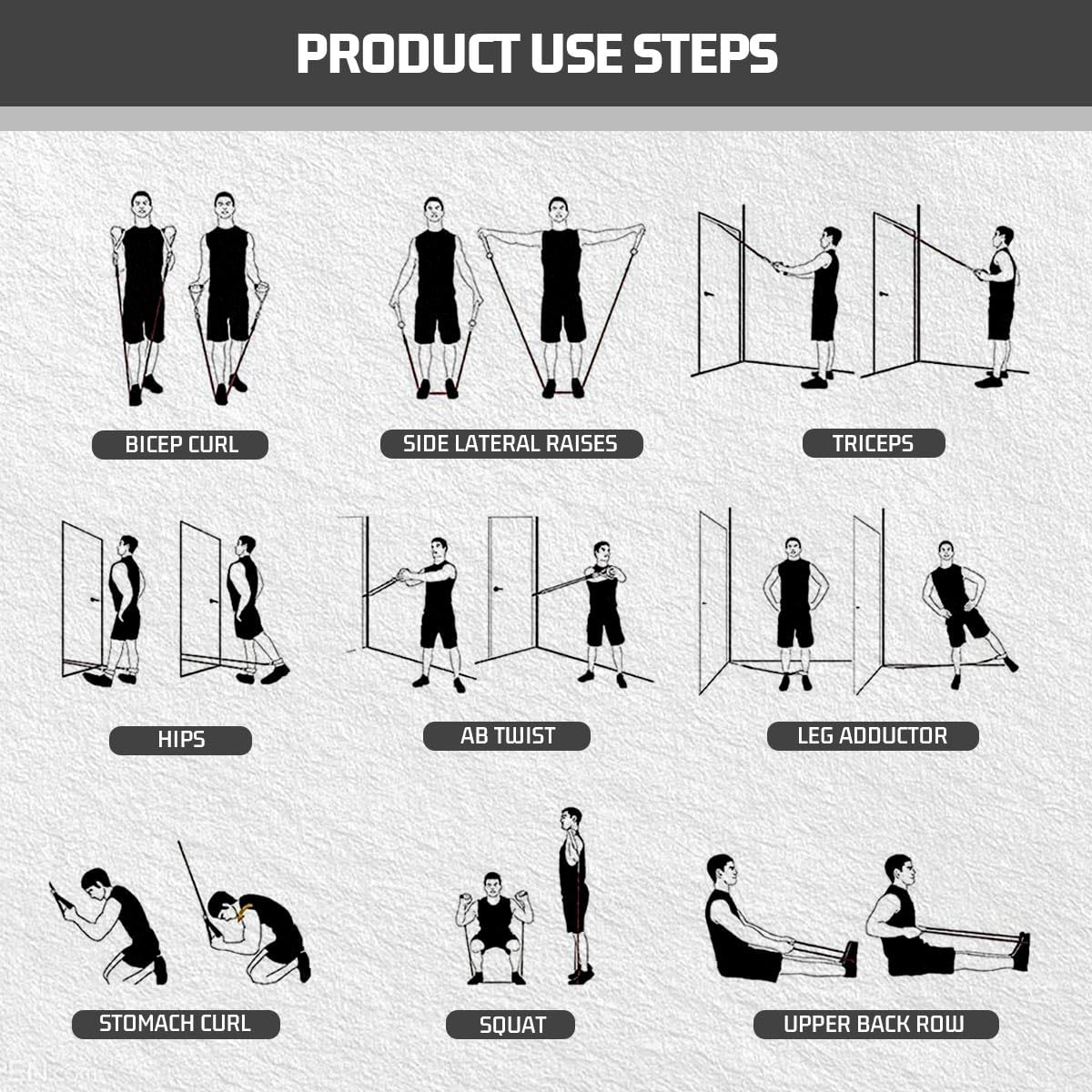 VEICK Resistance Bands, Exercise Bands for Working Out with Handles, Elastic Workout Bands for Men Women, Exercising Bands for Strength Training Equipment at Home Gym