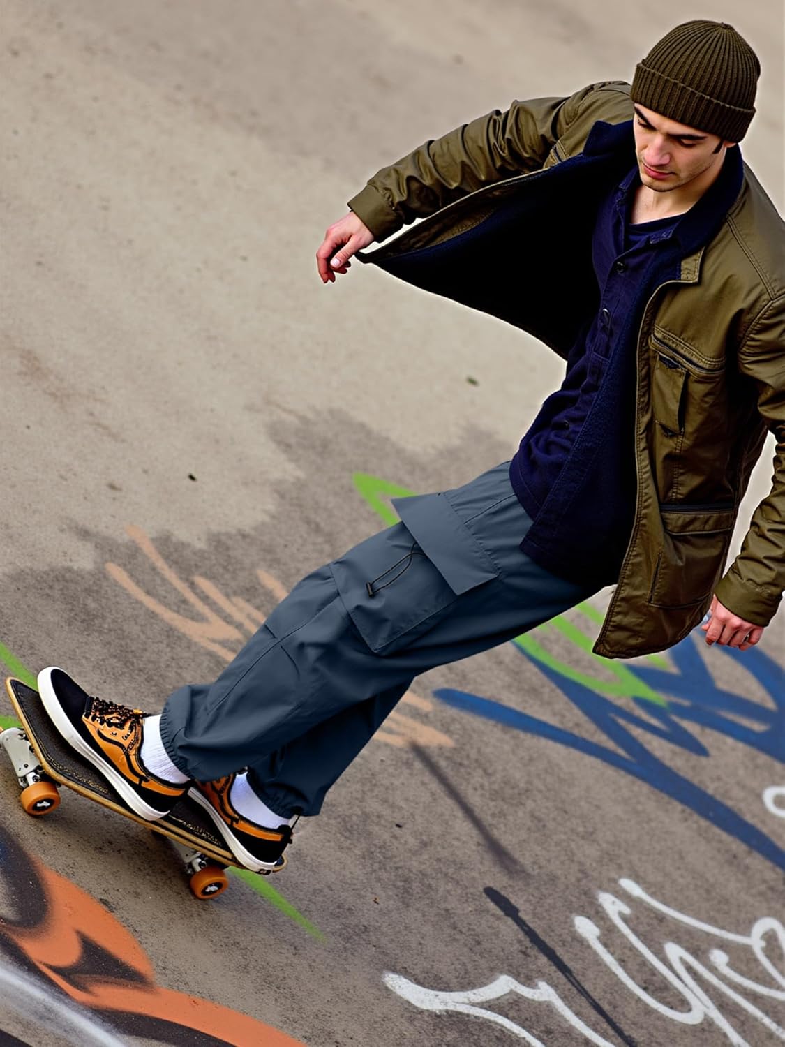 JMIERR Men's Baggy Cargo Pants Trendy Casual Parachute Pant Loose Fit Harem Joggers with Pockets for Streetwear - Image 8