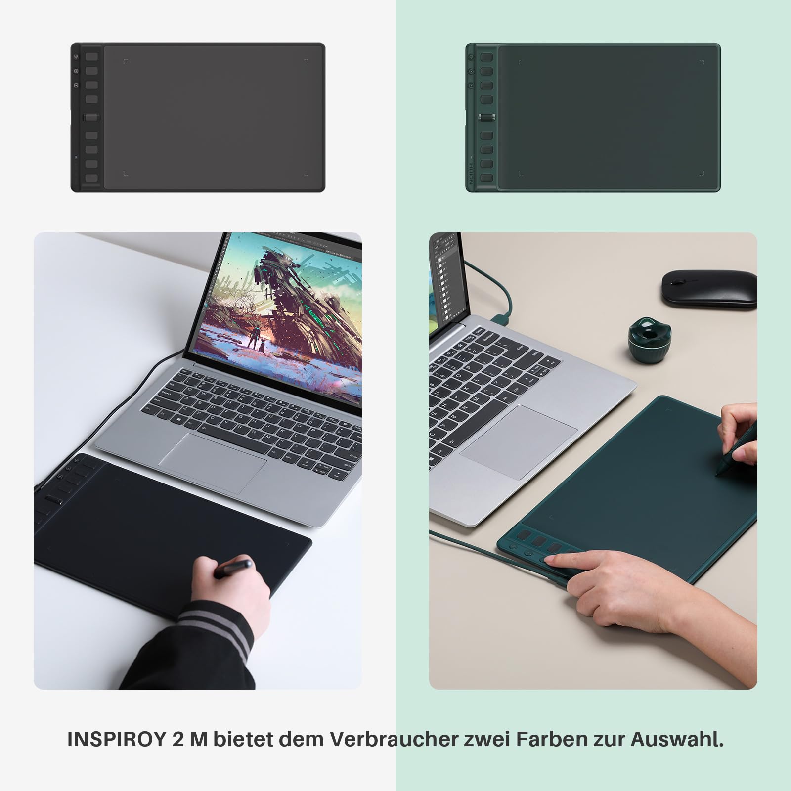 HUION Inspiroy 2 M Grafiktablett, 8 Tasten + Scroller, Schwarz