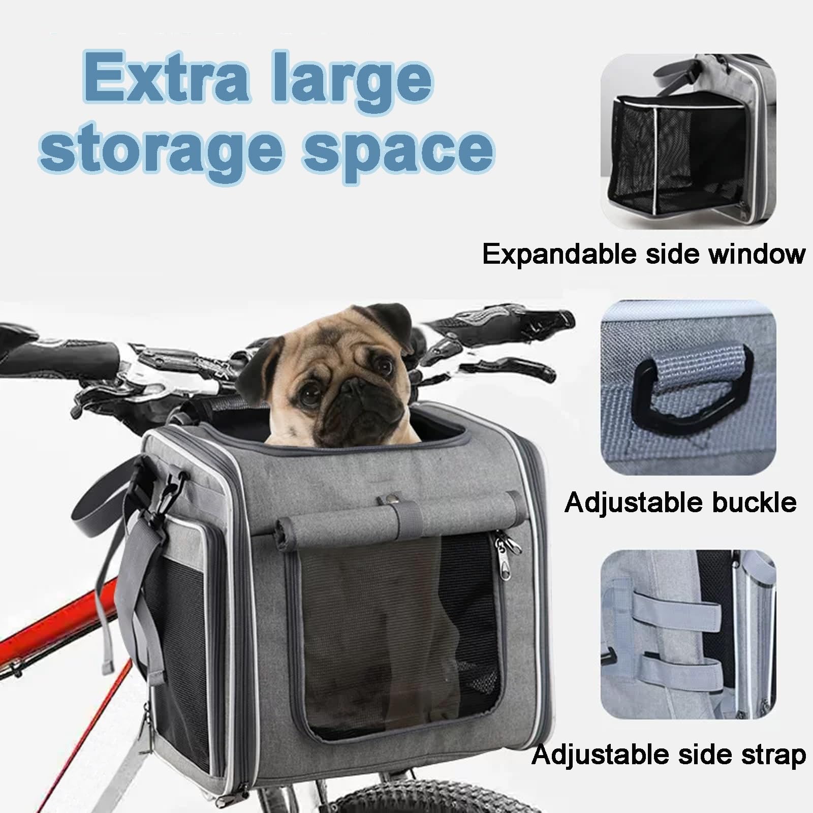 Mochila Perro Pequeño Soporta 12 Lbs Plegable Expandible Transportín Gato | Bien Ventilado con Correa de Seguridad Interior, Cesta de Bicicleta para Perro(Style 2)