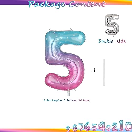 Miniatura 2 de Globos de 34 pulgadas con el número 5, globos de aluminio de Mylar para helio, globos digitales de helio, boda, despedida de soltera, aniversario,