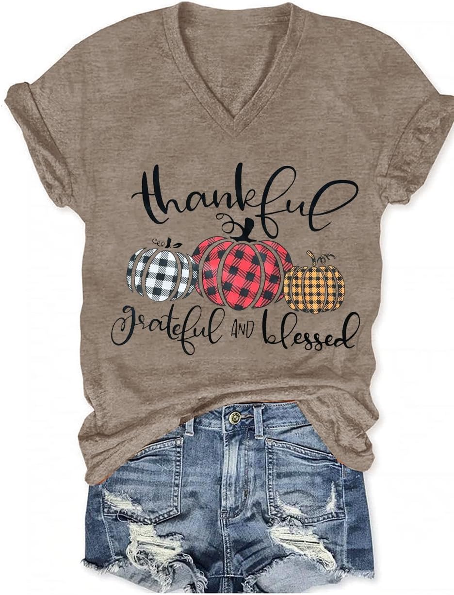 Women's T-Shirts V-Neck Boho Flowers Wildflowers Graphic Tees Shirts Cute Casual Summer Tops Short Sleeve T Shirt