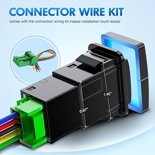 Miniatura 14 de Nilight Interruptor de botón de encendido y apagado de 12 V con kit de cable conector, 1.28 x 0.87 pulgadas, repuesto para Toyota Sequoia Highlander