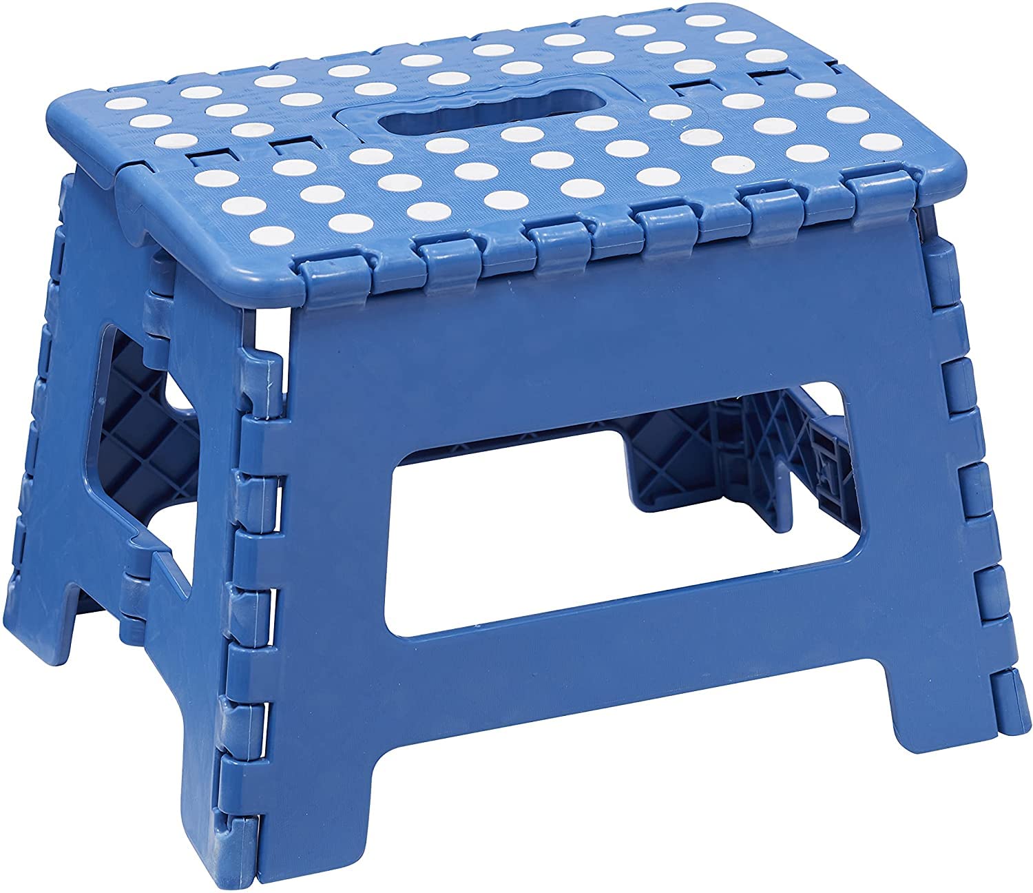 Dtd Quality Matters Blue Super Strong Folding Step Stool 11" Sturdy Enough To Hold 330 Lb / 150 Kg Lightweight Foldable Step Stool For Adults & Kids Opens With One Flip Great For Kitchen Bathroom & Bedroom (Blue)