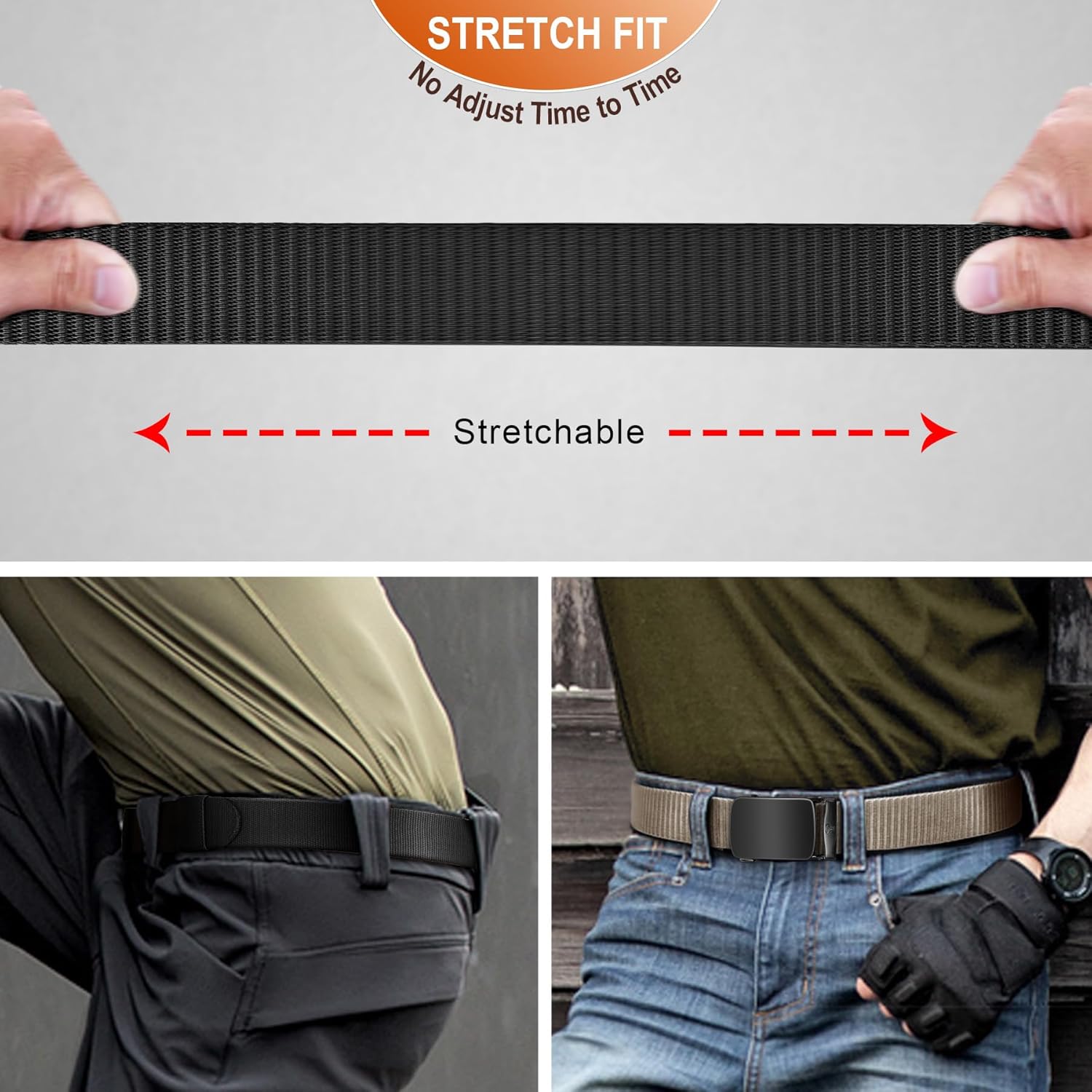 BULLIANT Men Belt-Reversible Ratchet Belt Stretchable for Gift Men Work Casual Golf 1 3/8"-Cut For Fit -2 In 1Belt Black/Beige4504 34"-38"Waist Adjustable image 7 of 7 B0CZHQVV54