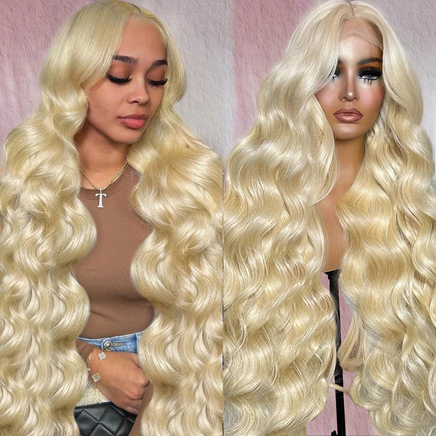 Alipeacock 613 13x6 Lace Front Wig Human Hair 200% Density Body Wave Blonde Lace Front Wigs Human Hair Pre Plucked Blonde Wig Human Hair 613 30inch 613-13x6-30