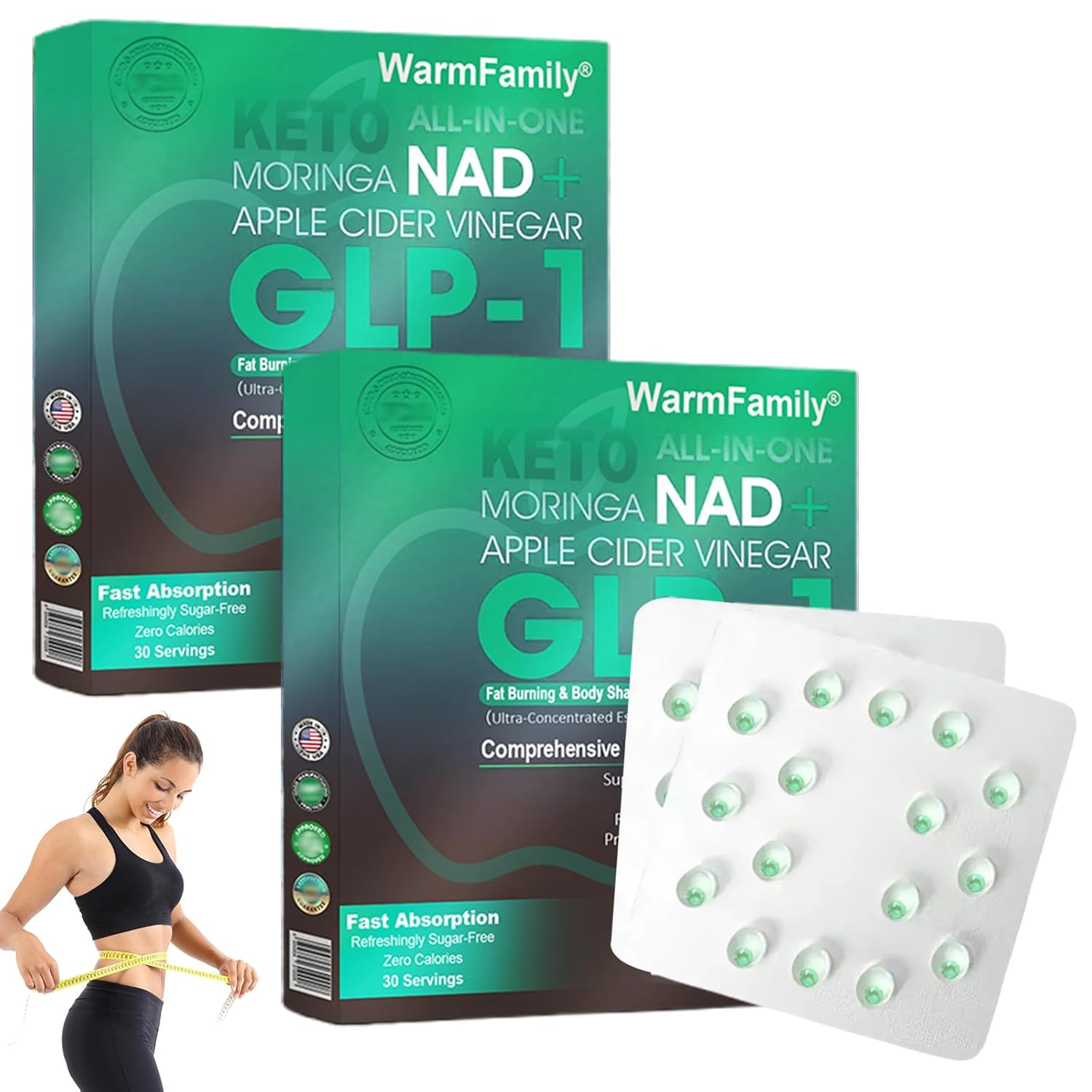 WarmFamily GLP-1 Pearls de Essência, Cuidados Avançados com GLP-1 para Suporte Imunológico Digestivo e de Energia (2un)