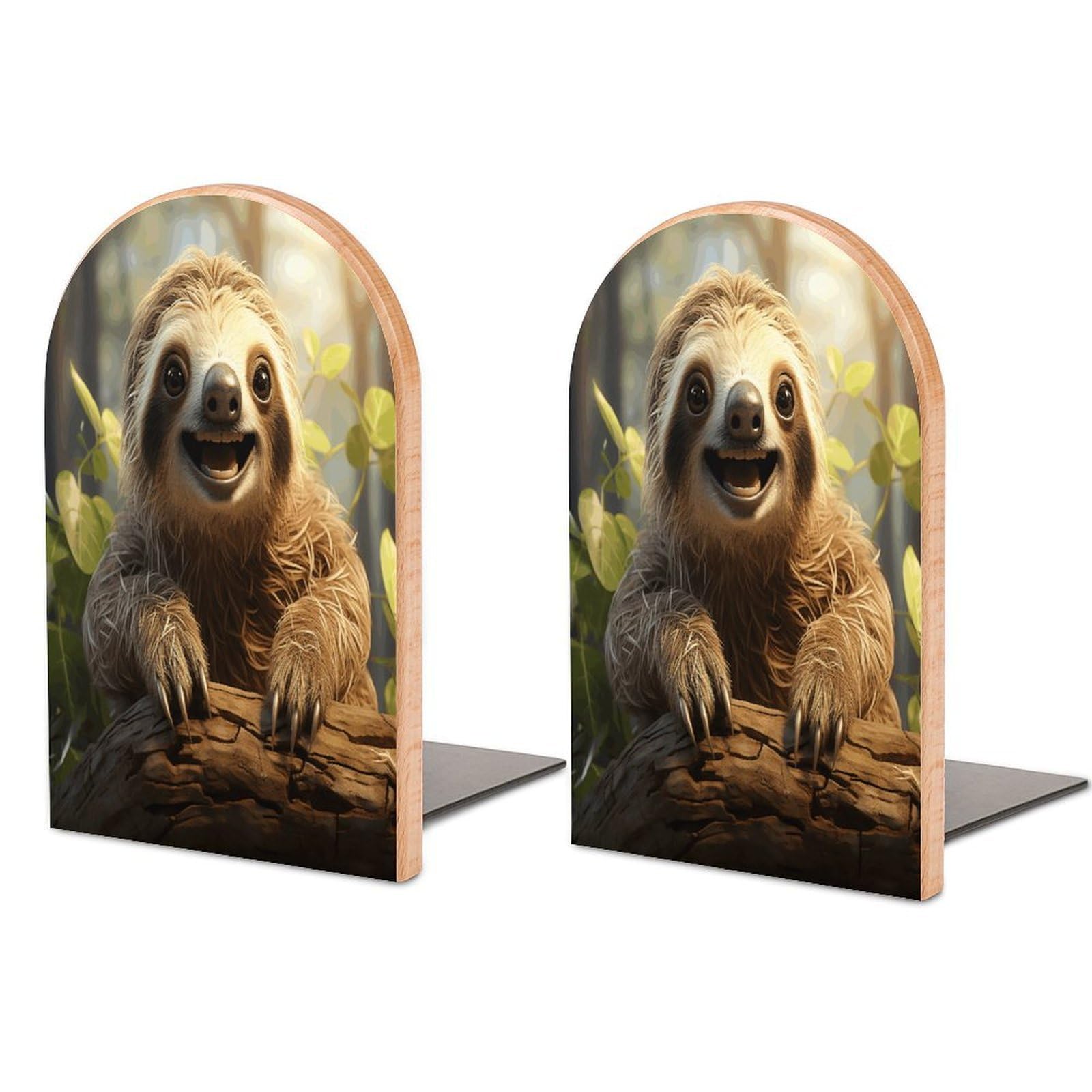 Cartoon Sloth Bookend Wood Book End for Shelves Heavy Duty Non-Slip Wooden Bookend Support Universal Economy Bookends Fancy Modern Decorative Book Accessories 1 Pairs