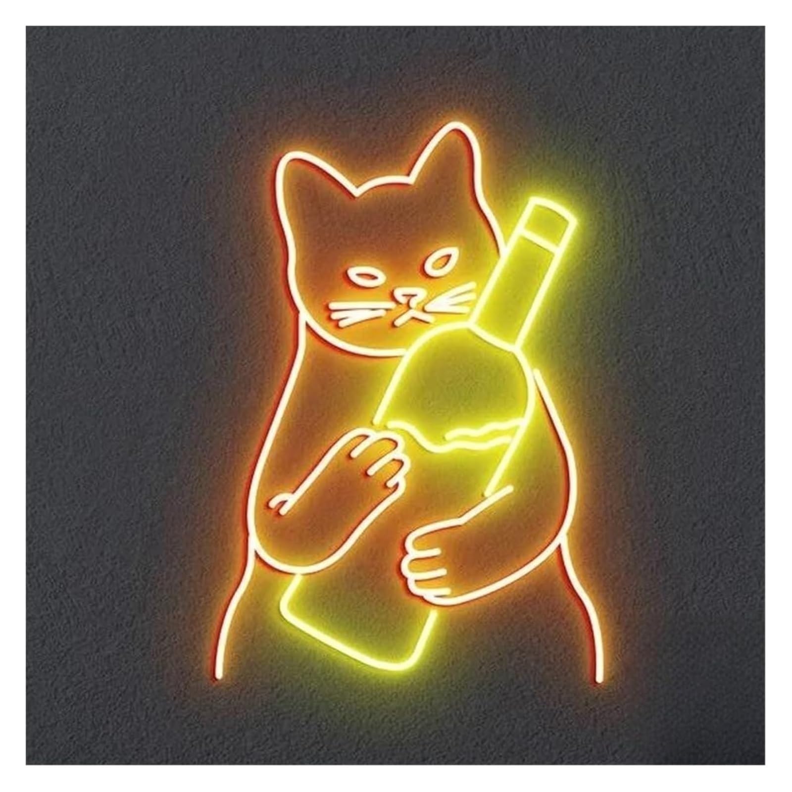 Generico Lampada a forma di gatto con atmosfera rilassante e insegna al neon per bottiglia vino per bar, club, birra, compleanno(B)