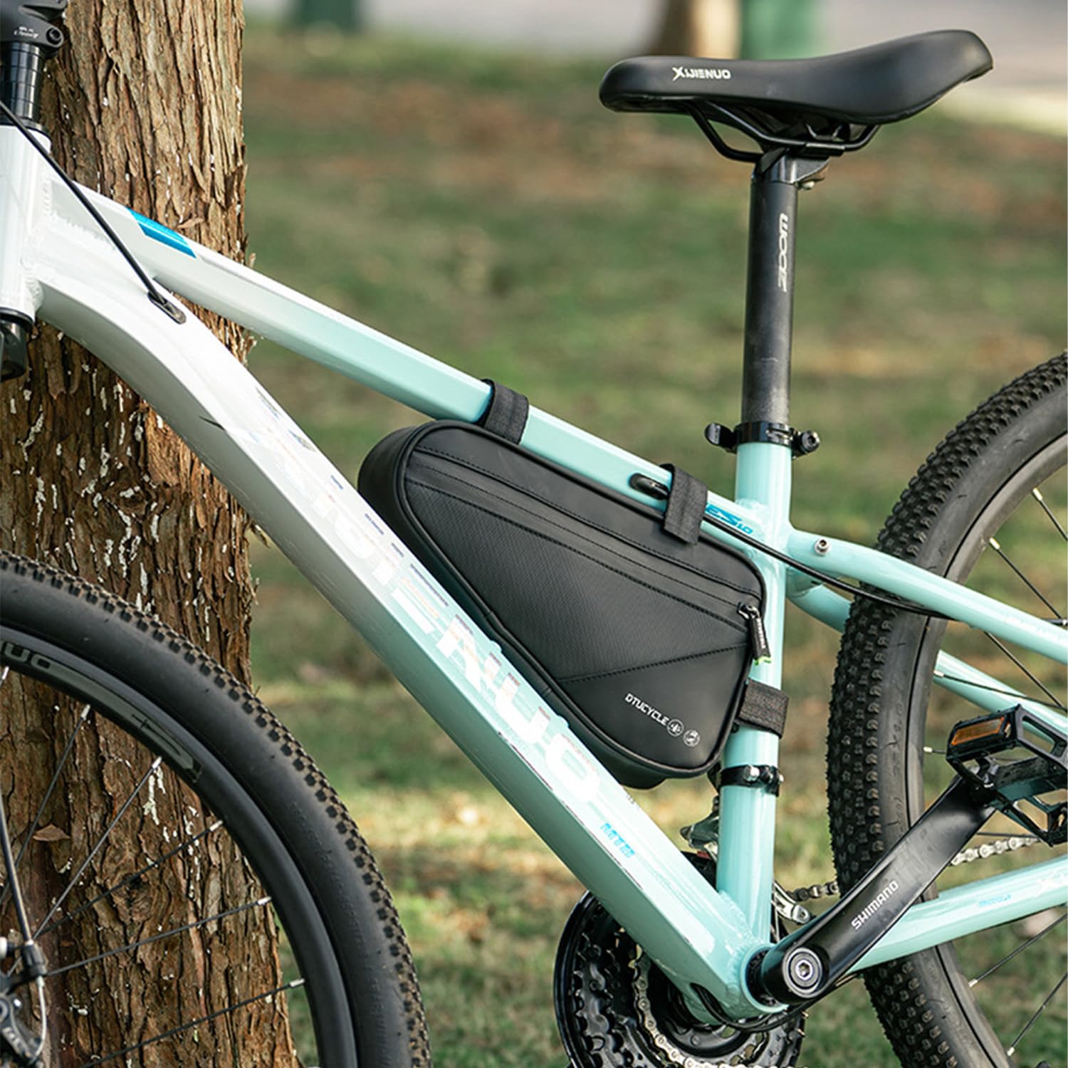 Torba na ramę roweru, 2 l trójkątna torba rowerowa, wodoodporna torba na ramę roweru, torba rowerowa miejska i szosowa na telefony komórkowe, klucze, narzędzia i minipompki, szara