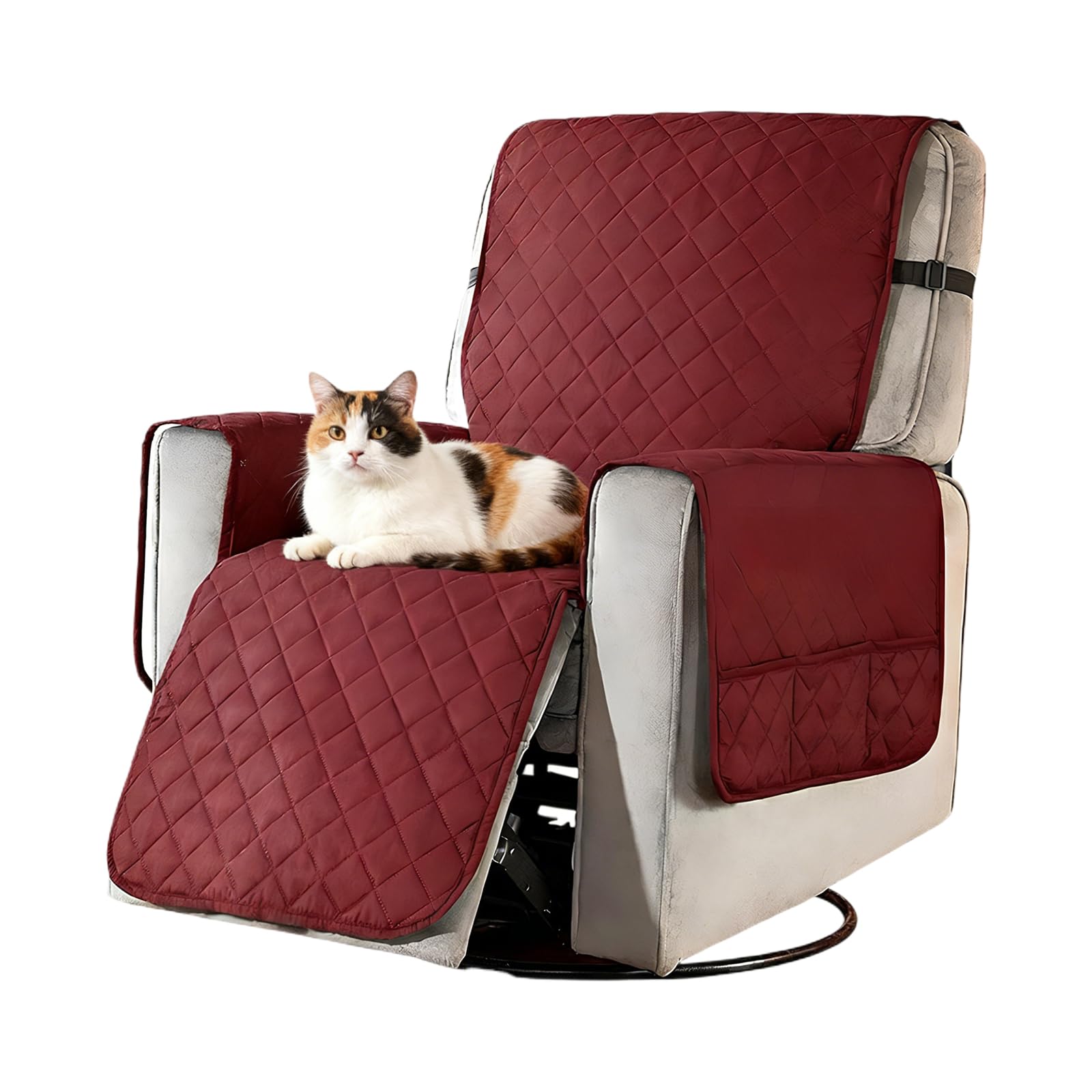 Funda Cubre Sillón Fundas para Sillas Reclinables, Funda Protector Sillón Impermeable, Funda Sillón 1 Plaza Funda Cubre Sofá,Protector para Sofá Relax Antideslizante Mascotas Amigables (Rojo)