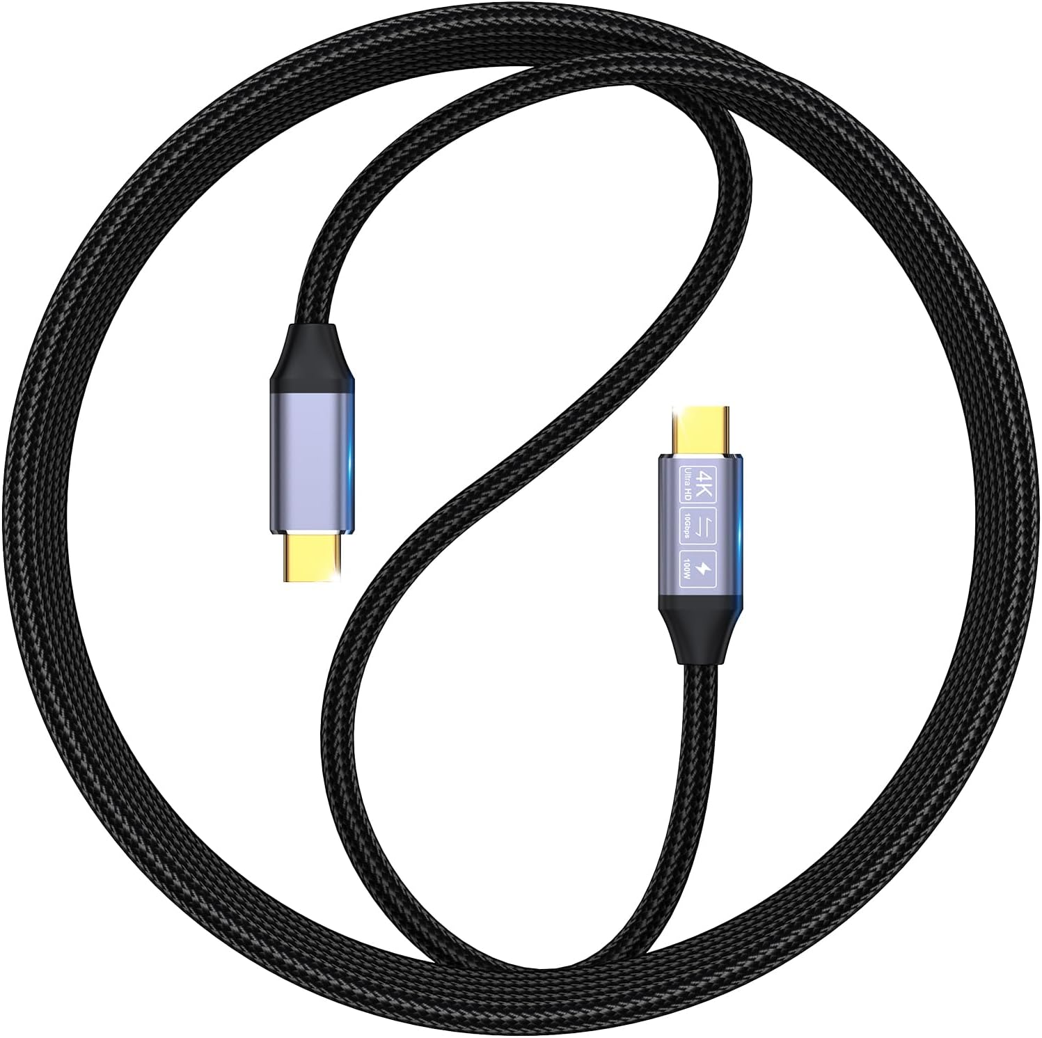 USB C to USB C Data Cable 3.3FT, 100W USB C-C Cable, 20V5A Fast Charging PD USB 3.1 Gen 2 10gbps 4K 60Hz Video Display E-Marker Chip Cord Compatible with Google Pixel, Monitor