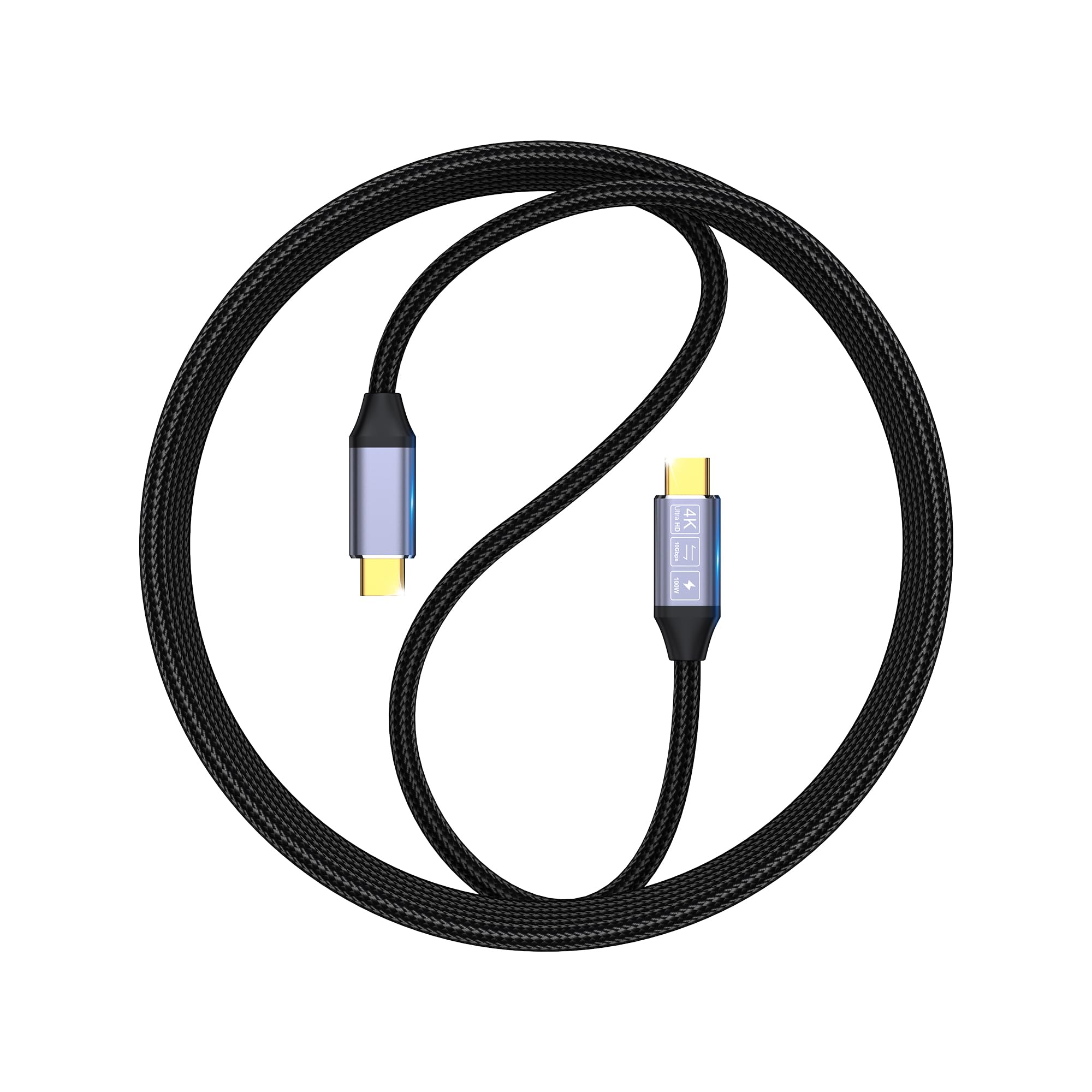 USB C to USB C Data Cable 3.3FT, 100W USB C-C Cable, 20V5A Fast Charging PD USB 3.1 Gen 2 10gbps 4K 60Hz Video Display E-Marker Chip Cord Compatible