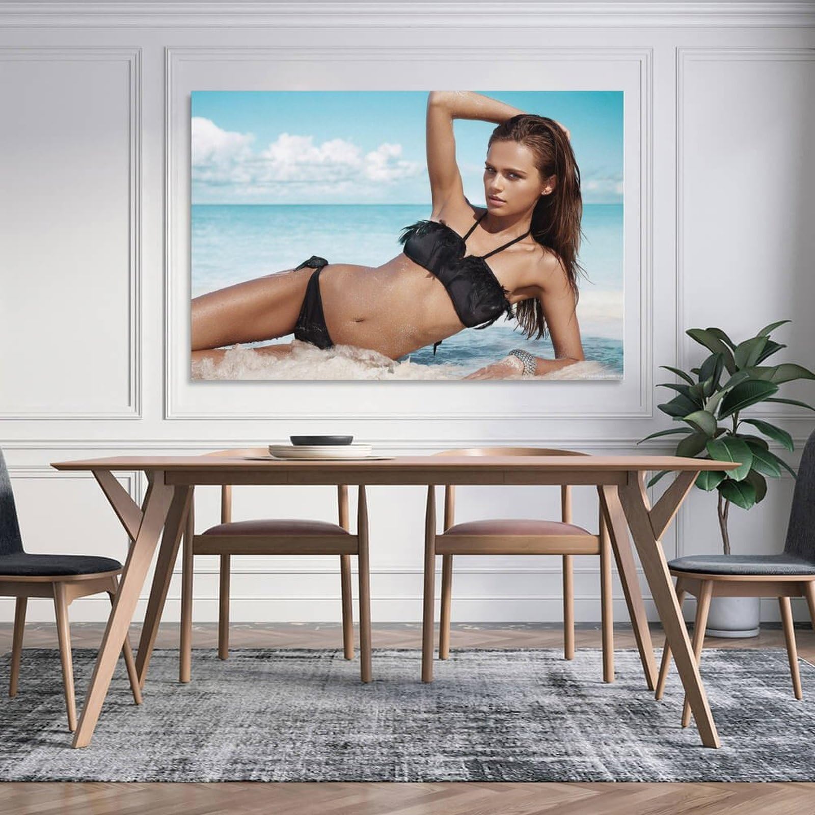 ILLUSTRATION PRINT SHEER TOP　美品 DAOXING Moldovan Female Models Xenia Deli Black Feather Bikini