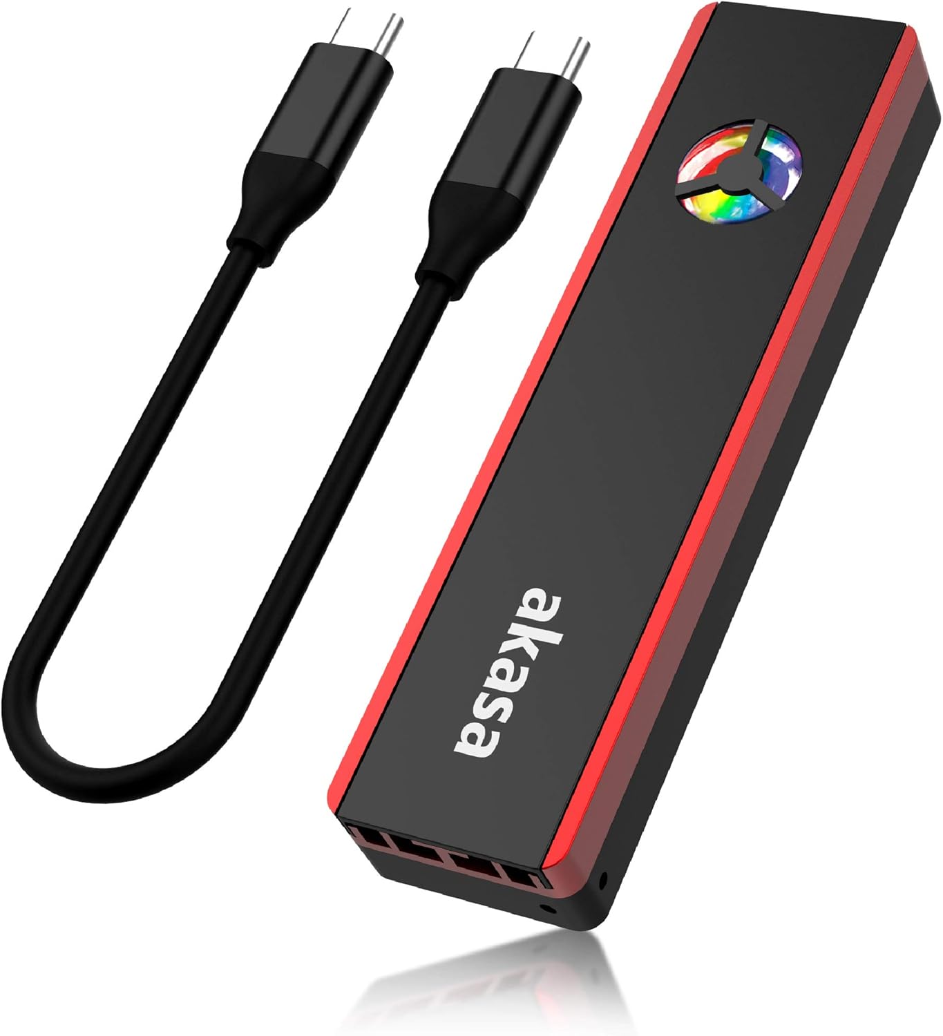 Akasa Vegas SSD Mate | M.2 SATA/NVME SSD to USB 3.2 Gen 2 Aluminium Enclosure with RGB Fan | RGB SSD External Enclosure | Tool-Free M.2 Enclosure Adapter | AK-ENU3M2-06 | Included Carrying Pouch