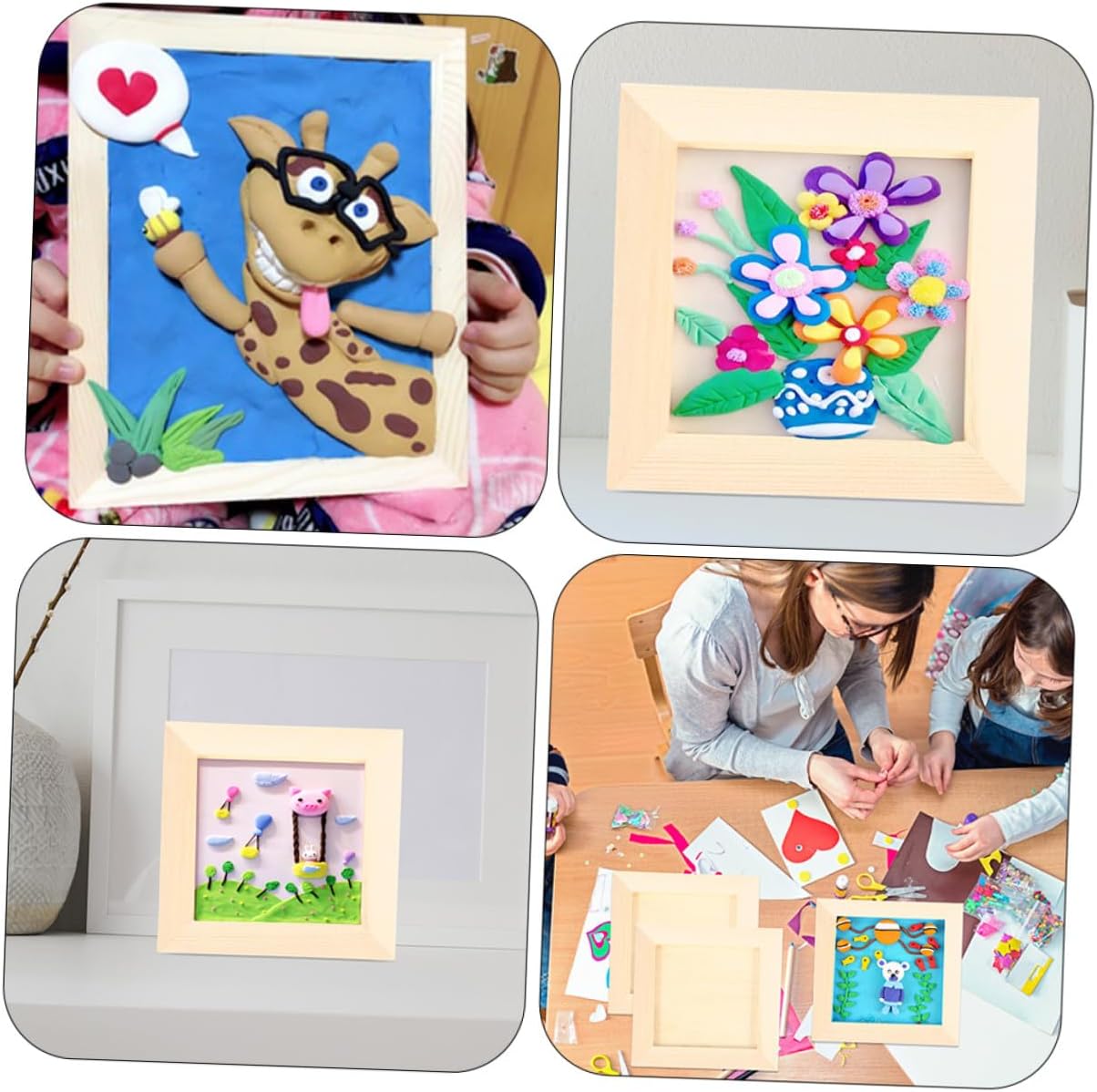 Boys and Girls DIY Painting Frames 5pcs Wood Clay Art Frames