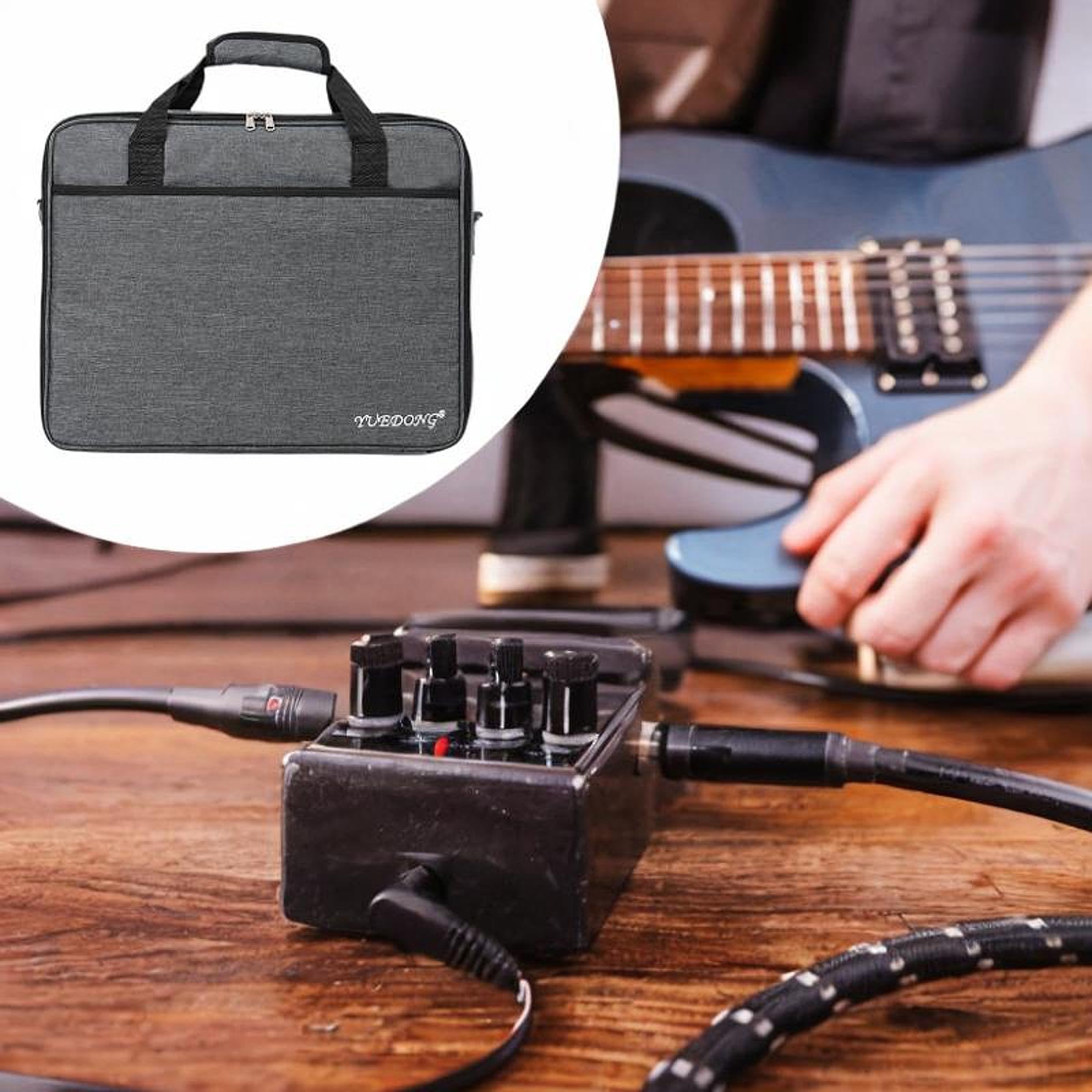 Generic Effektpedal Tasche, Pedalboard Reißverschlusstasche, Handtasche mit Fach, Tragegriff, Tragetasche für Studioaufnahmen, 44x34.5x12.5cm