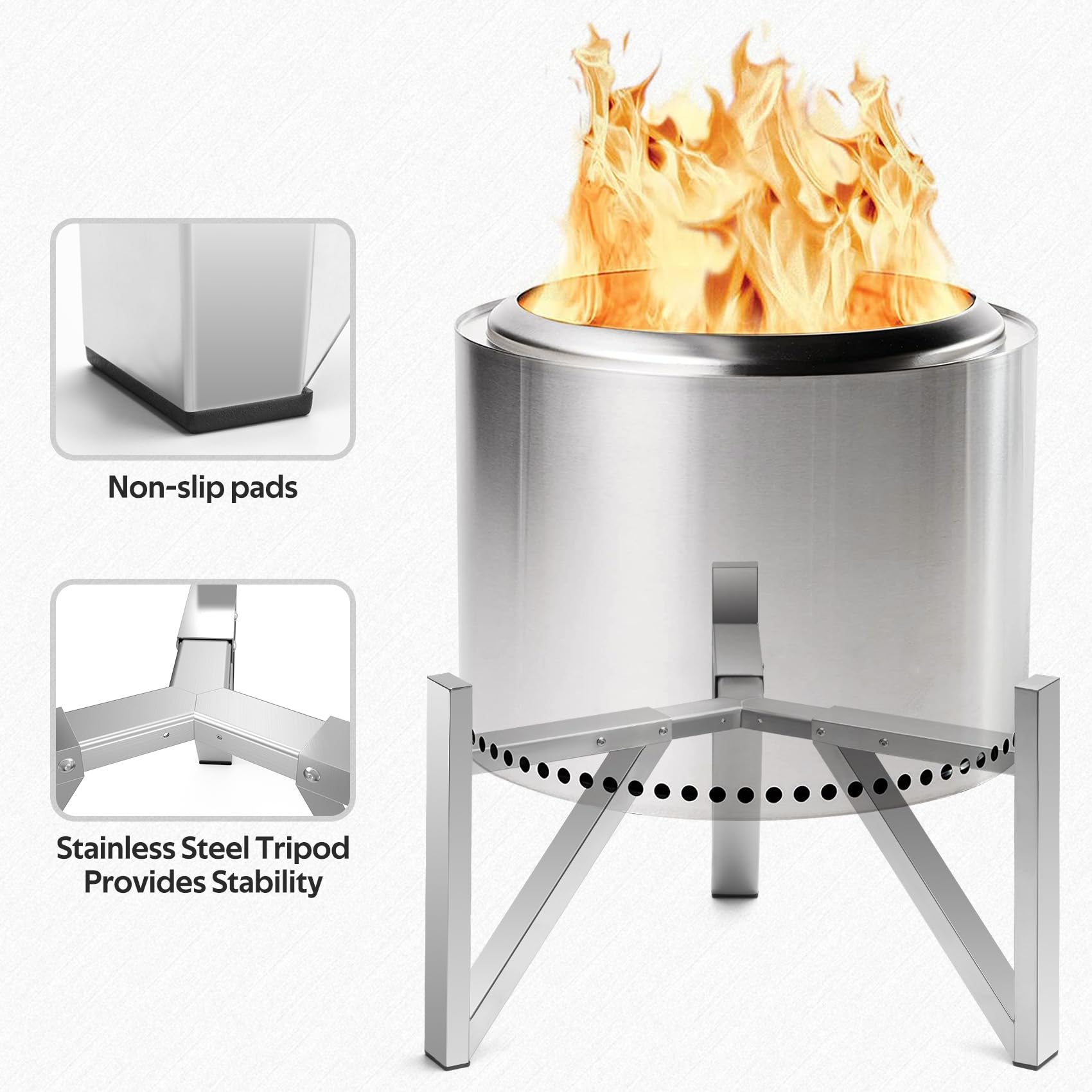 Onlyfire Stojak do paleniska Solo Stove Ranger 38,1 cm i Bonfire 49,5 cm, akcesoria do paleniska ze stali nierdzewnej, narzędzia do kominków zewnętrznych