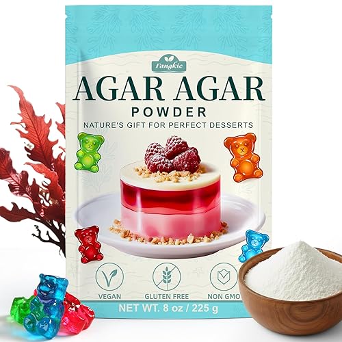 Agar Powder 8oz – Alternativa de gelatina vegana para dietas vegetarianas y basadas en plantas, agente gelificante de algas marinas, sin sabor,