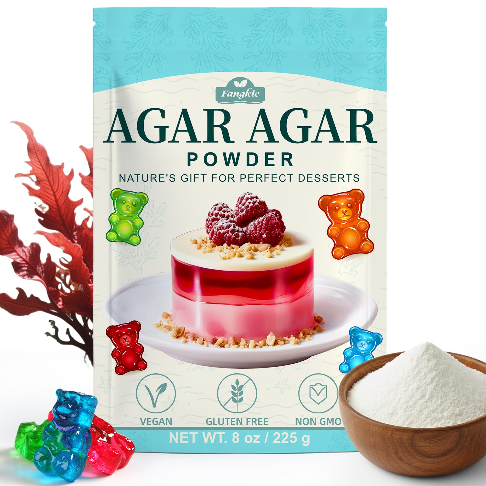 Agar Agar Powder 8oz, Vegan Gelatin Alternative for Plant-Based Diets