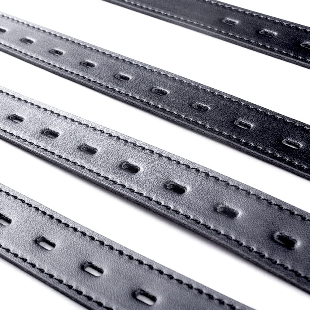 SXOVO 7 piezas SM Sex Bondage Sets Cuerdas de cuero ajustables Esposas Tobilleras con sistema de sujeción Keyhole (Negro x 7)