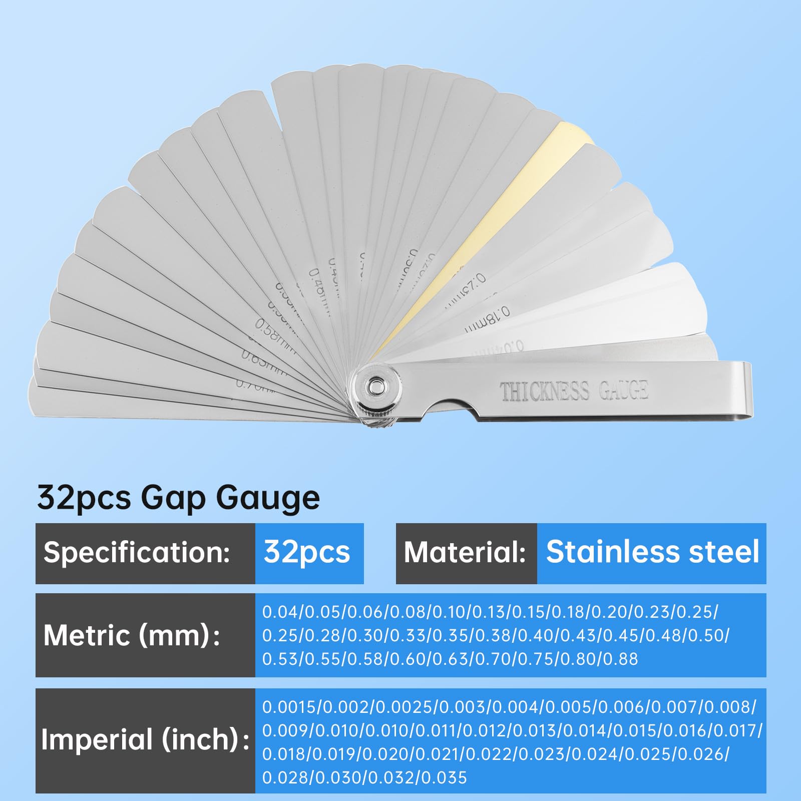 Pied à coulisse en acier au carbone de 0 à 300 mm avec 32 jauges d'épaisseur en acier inoxydable, kit d'outils de mesure double échelle de lecture pour le travail du bois/piston