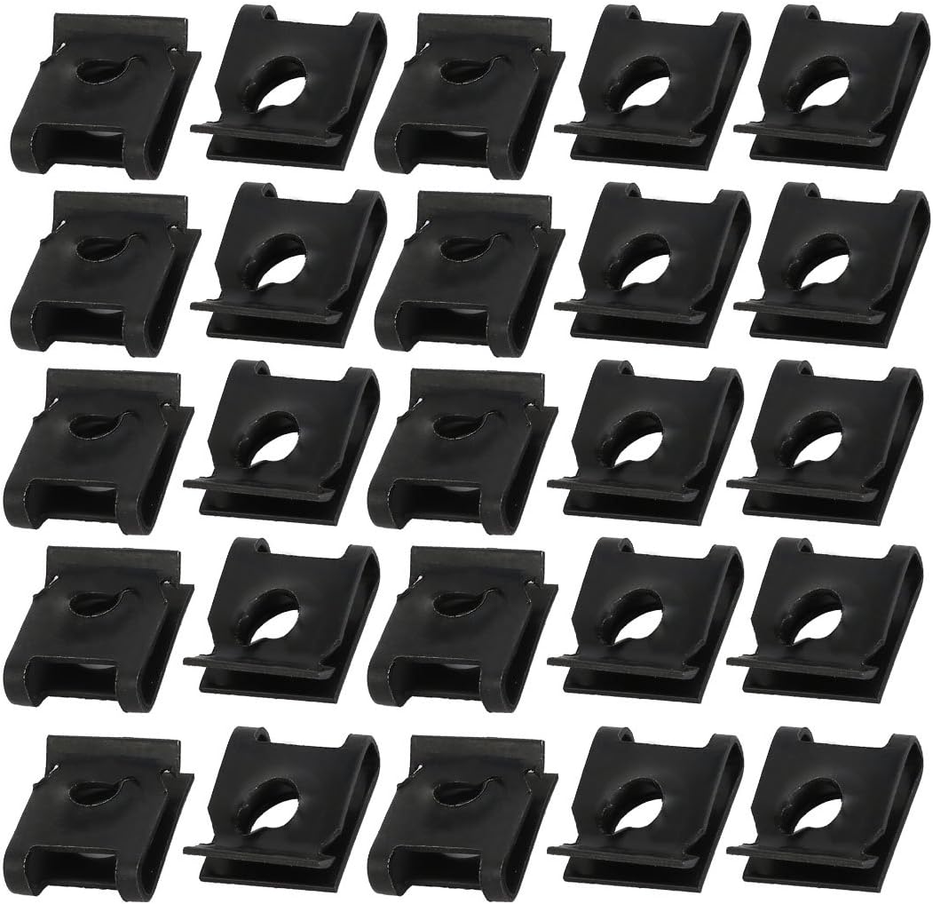 uxcell® 25pcs Fit M5/ST4.8 Screw 65Mn Steel Speed Fastener U Nut Black 14.5mm x 12mm