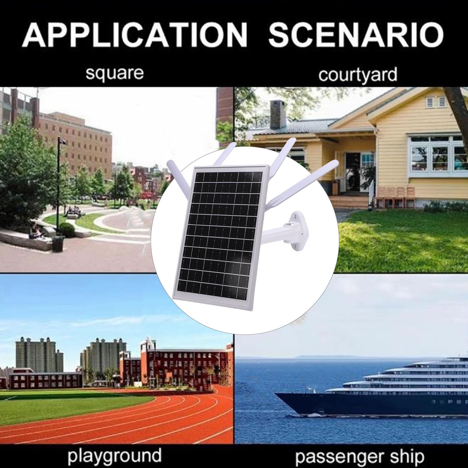 ASHATA Enrutador Módem 4G LTE con Energía Solar de 12W, Extensor Solar WiFi 6 WiFi 6 con Ranura de Tarjeta SIM, 150 M de Largo Alcance IP66 Agua, 18000 MAh, 8 Accesos de Dispositivo (Antenas Negras)