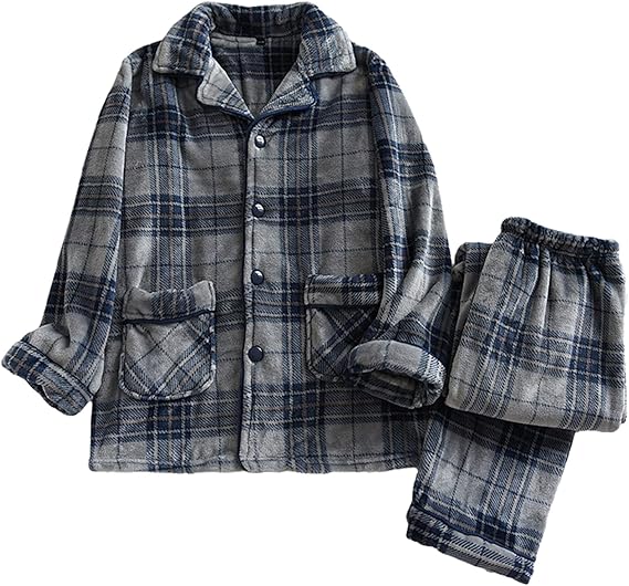 Amazon ラシャー Lasher メンズ パジャマ ルームウェア チェック模様 上下セット もこもこ あたたかい 秋冬 男女兼用 ナイトウェア 前開き フラノ おしゃれ ウエストゴム仕様 パジャマ 通販