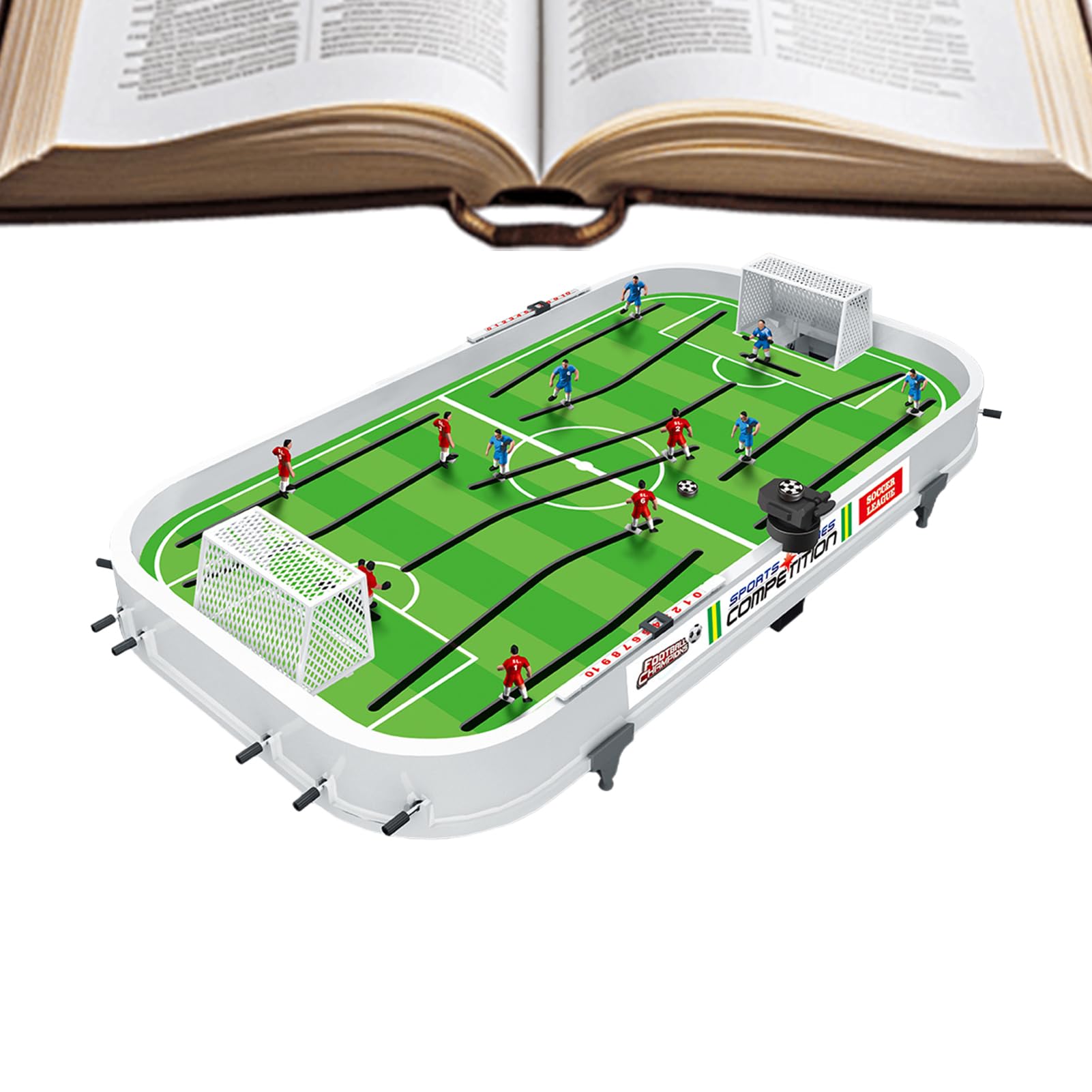 Tabletop Soccer Board Game, 58.5x31x11.8cm Interactive Football Game Toy with Manual Control Players, ABS Desktop Sports Games Set for Family Night