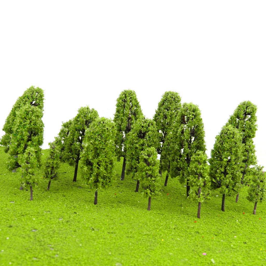 MERISHOPP® Model Pine Trees Model Railroad/Diorama Light Green-20pcs|Toys & Hobbies | Model Railroads & Trains | HO Scale |20 X Model Pine Trees (5Pcs: 10Cm, 5Pcs: 8Cm, 5Pcs:6.5Cm, 5Pcs: 4.5Cm)
