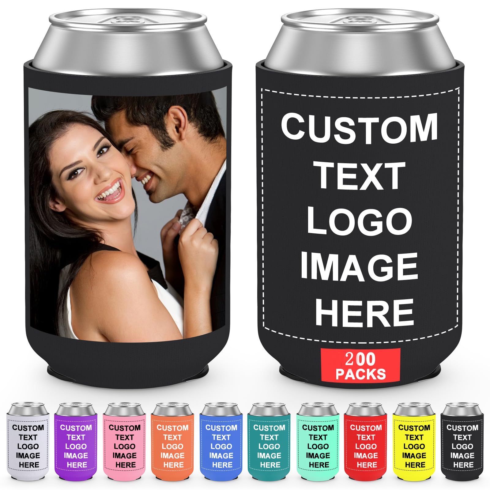 200 Manchons Bière Personnalisables Valyria - Néoprène 3mm Pour Canettes Mariage Fête