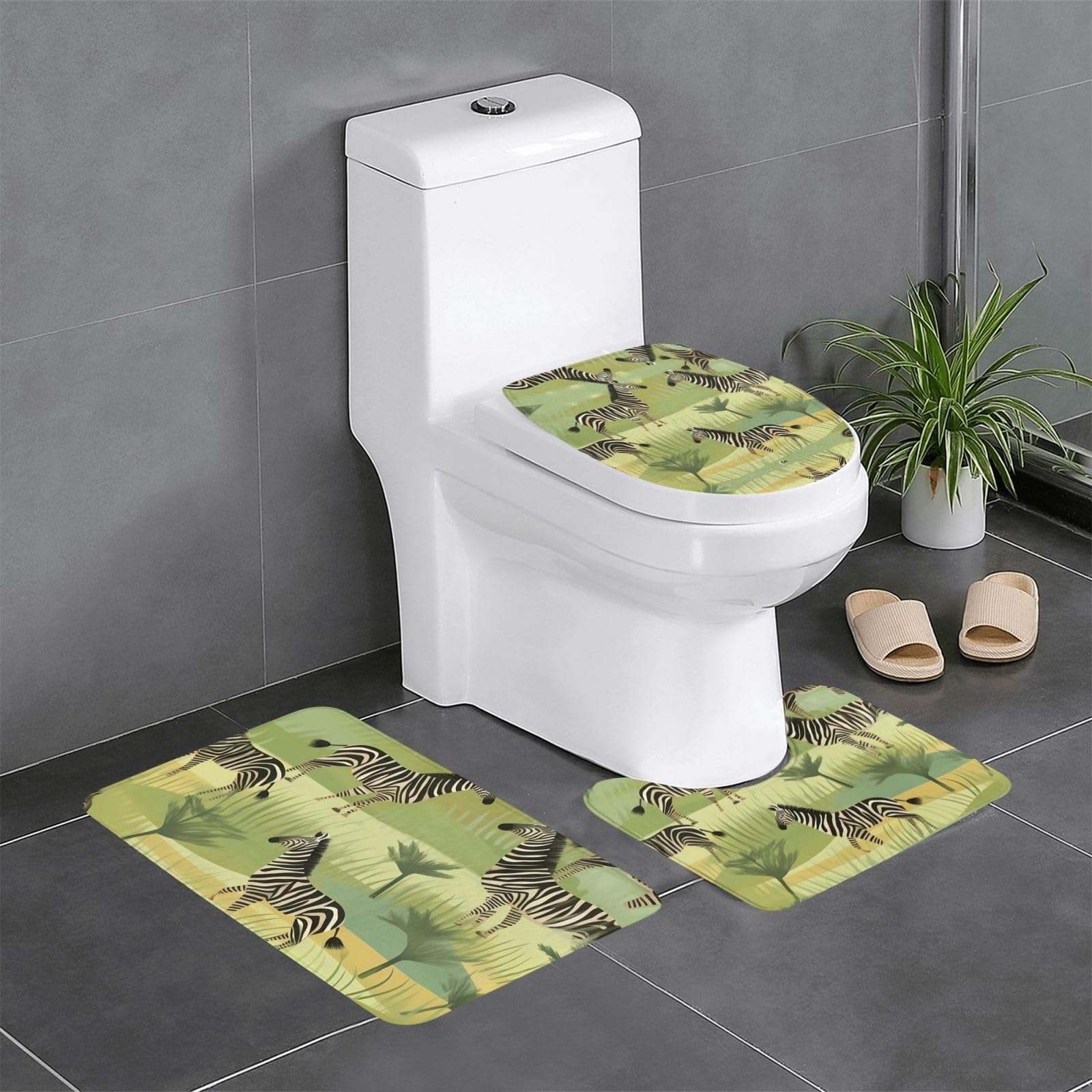 Tapis de salle de bain Africa Grassland lot de 3 pièces aux finitions soignées