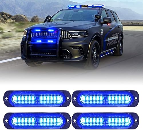 Miniatura 9 de Xprite Kit de 12 luces LED estroboscópicas de emergencia ámbar blanco, superficie empotrada, marcador lateral, parrilla de advertencia de peligro,