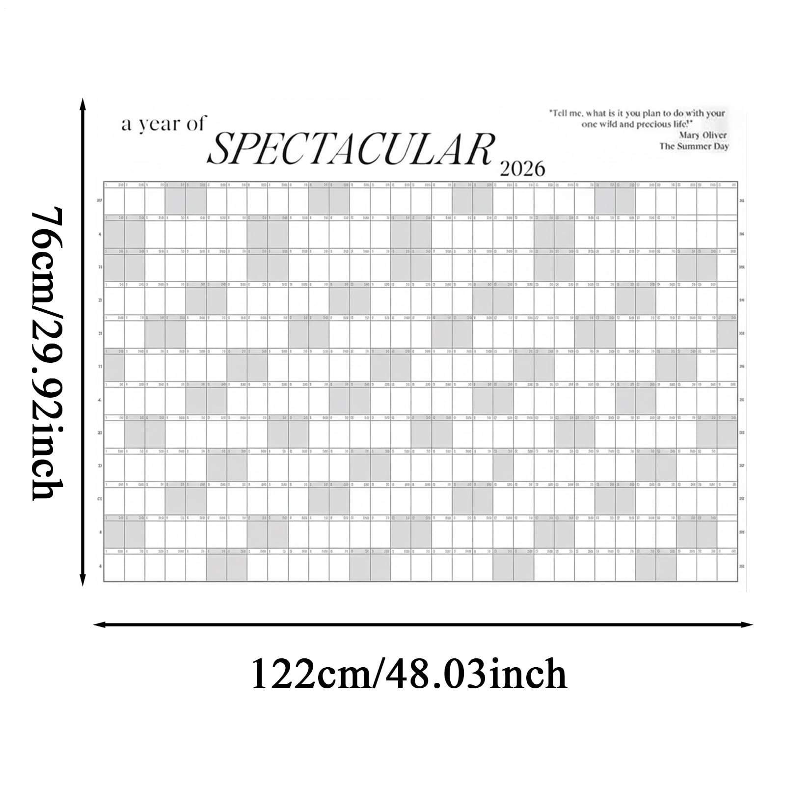 Planificador anual de pared, planificador de pared 2026, tamaño 365 días, calendario con rotuladores limpiables, notas adhesivas, calendario anual claro