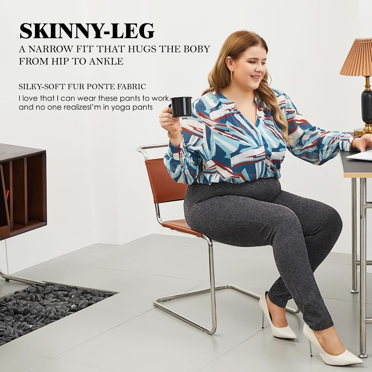 DGD Plus Size Women's Skinny-Leg Dress Pants - High Waisted Slacks for Business Casual,Work Clothes for Office