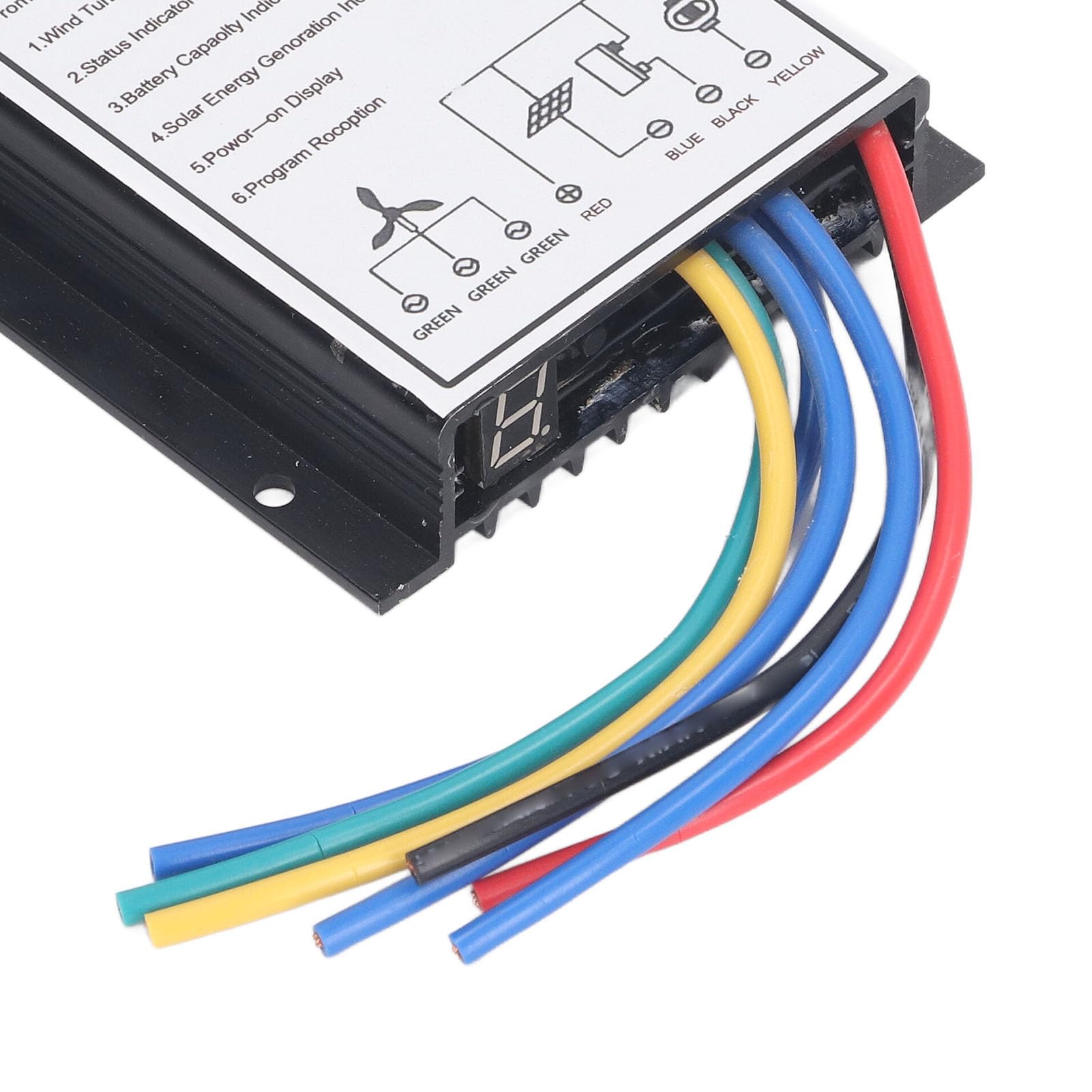 ViaGasaFamido Hybrydowy Kontroler Energii Wiatrowej, Regulator ładowania Turbiny Wiatrowej ze Stopu Aluminium 30 A dla Systemów 12 V 24 V, wodoodporność IP67, Wyświetlacz LED, ładowanie MCT do
