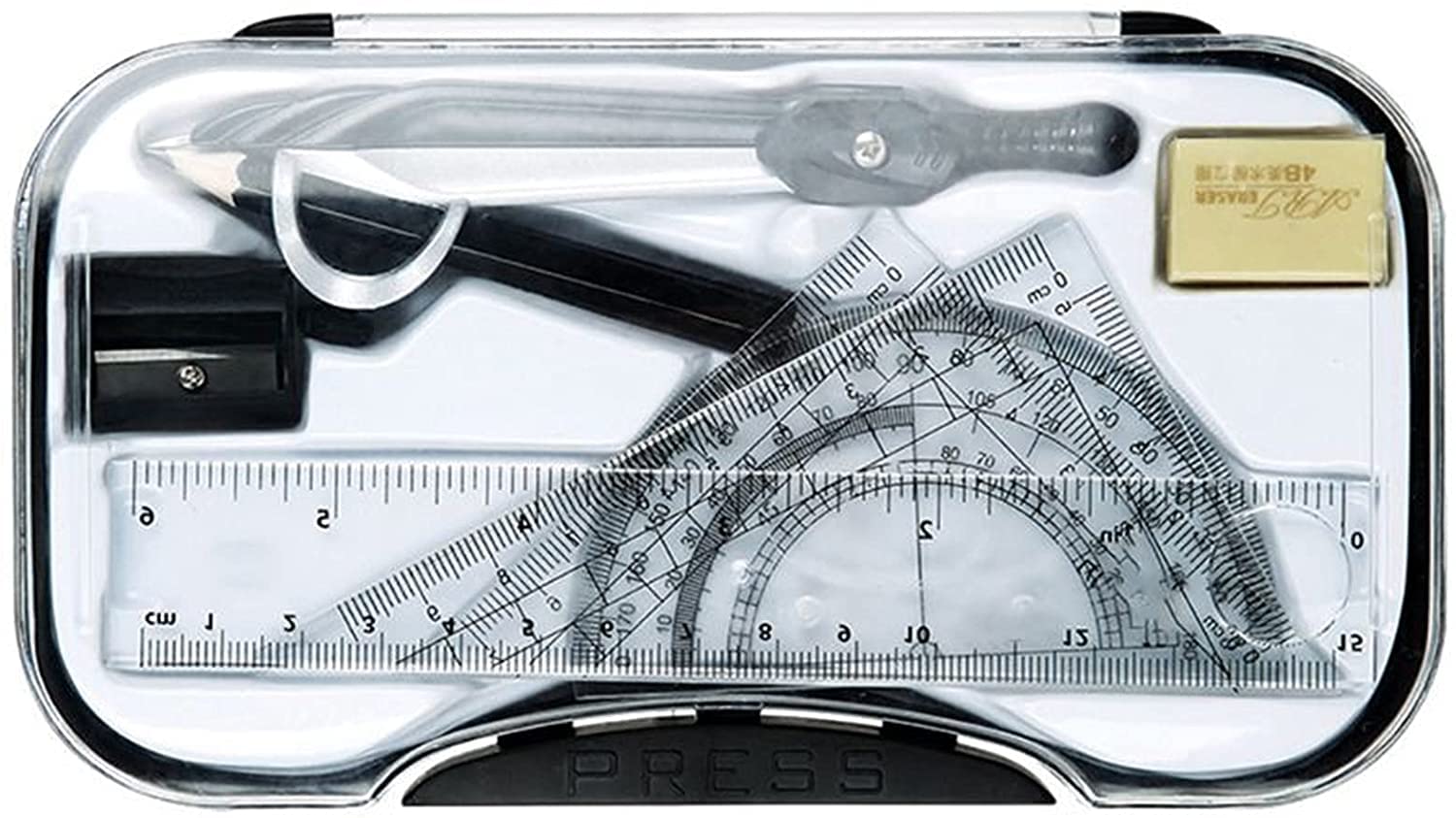 AKAZI Geometrie-Set Professioneller Kompass Mathe-Geometrie-Winkelmesser Zeichnen Kompass Lineal Dreieck Mathe-Studien-Tool-Kit Schulbedarf (7 Stück/Set) Kompass-Set